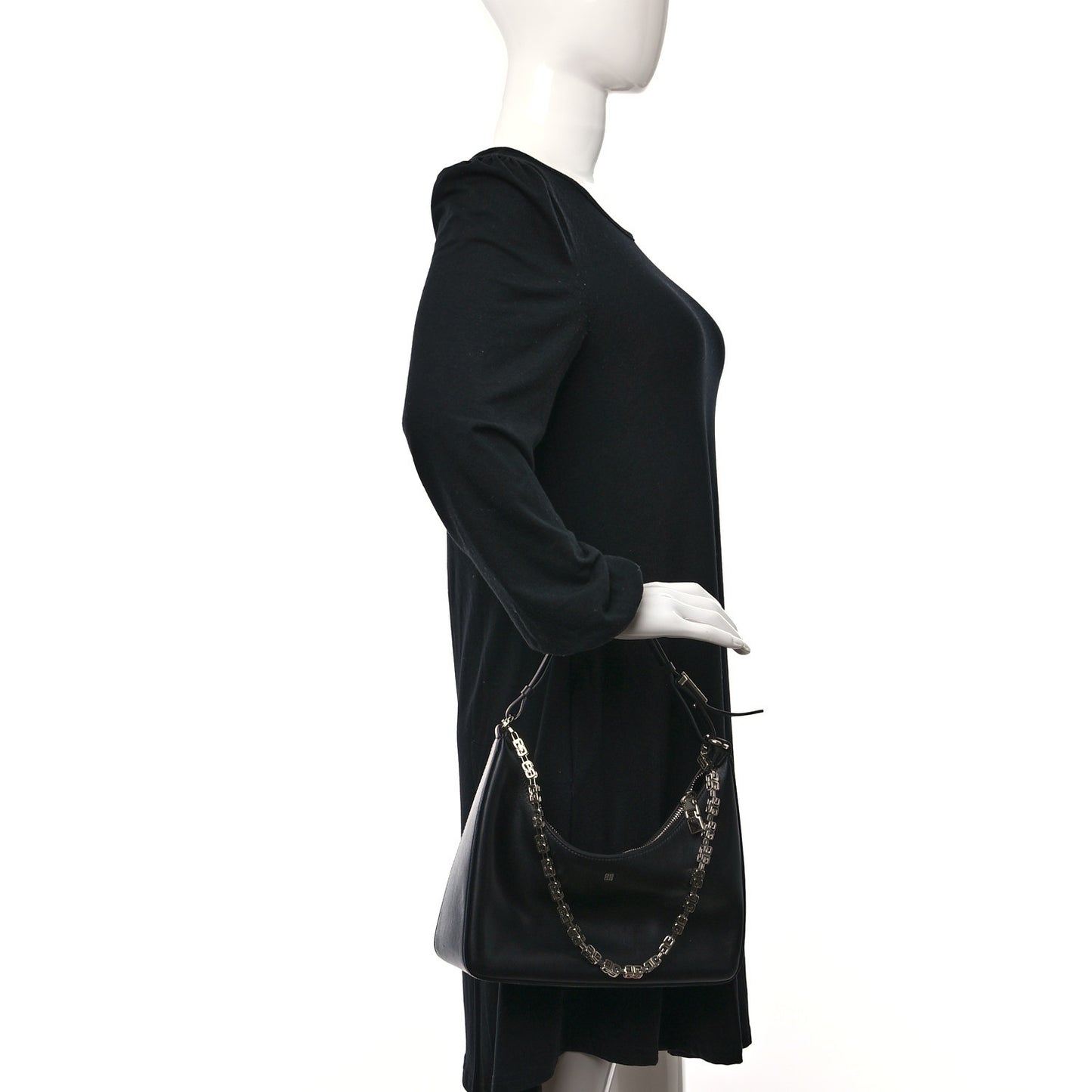 Smooth Calfskin Small Moon Cut Out Shoulder Bag Black