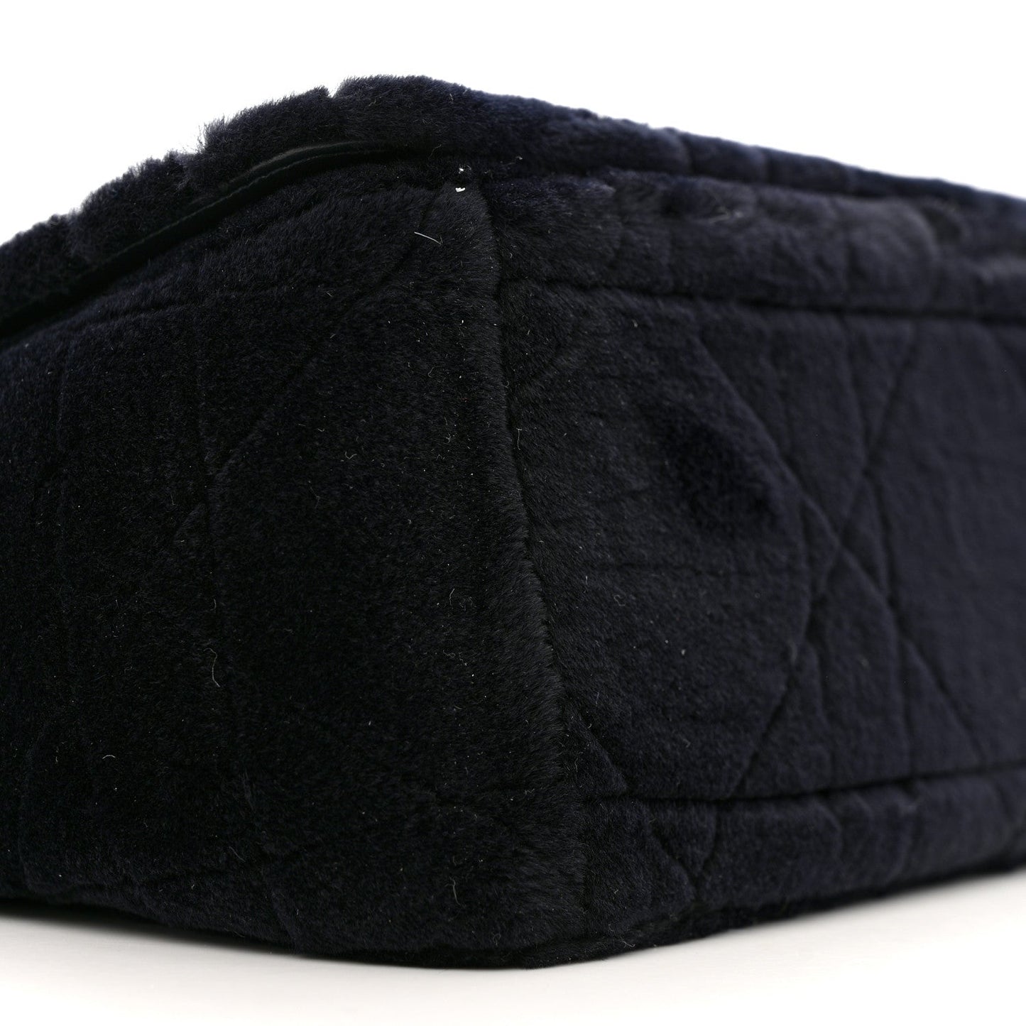Rabbit Fur Alligator Crystal Cannage Medium Caro Bag Navy
