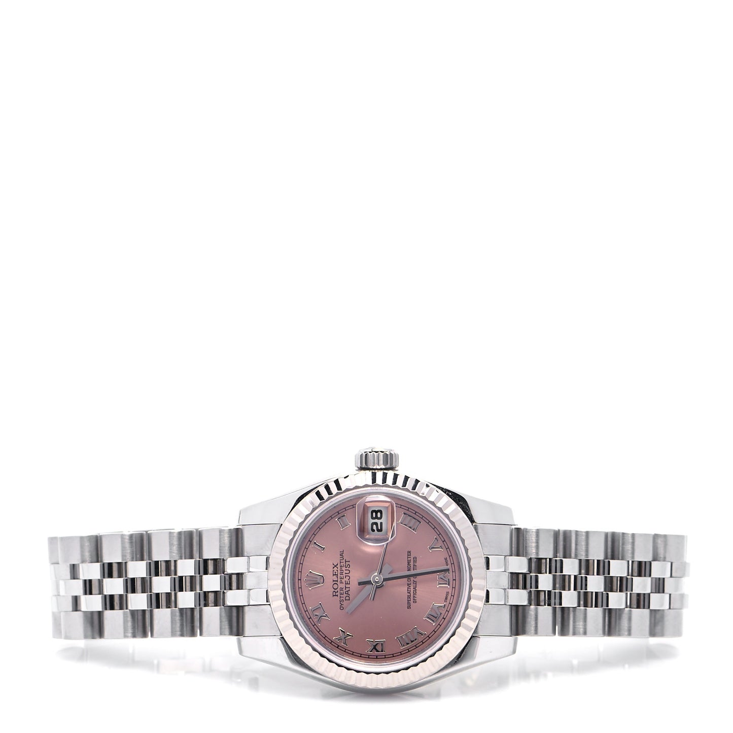 Stainless Steel 18K White Gold 26mm Oyster Perpetual Datejust Watch Pink Roman 179174