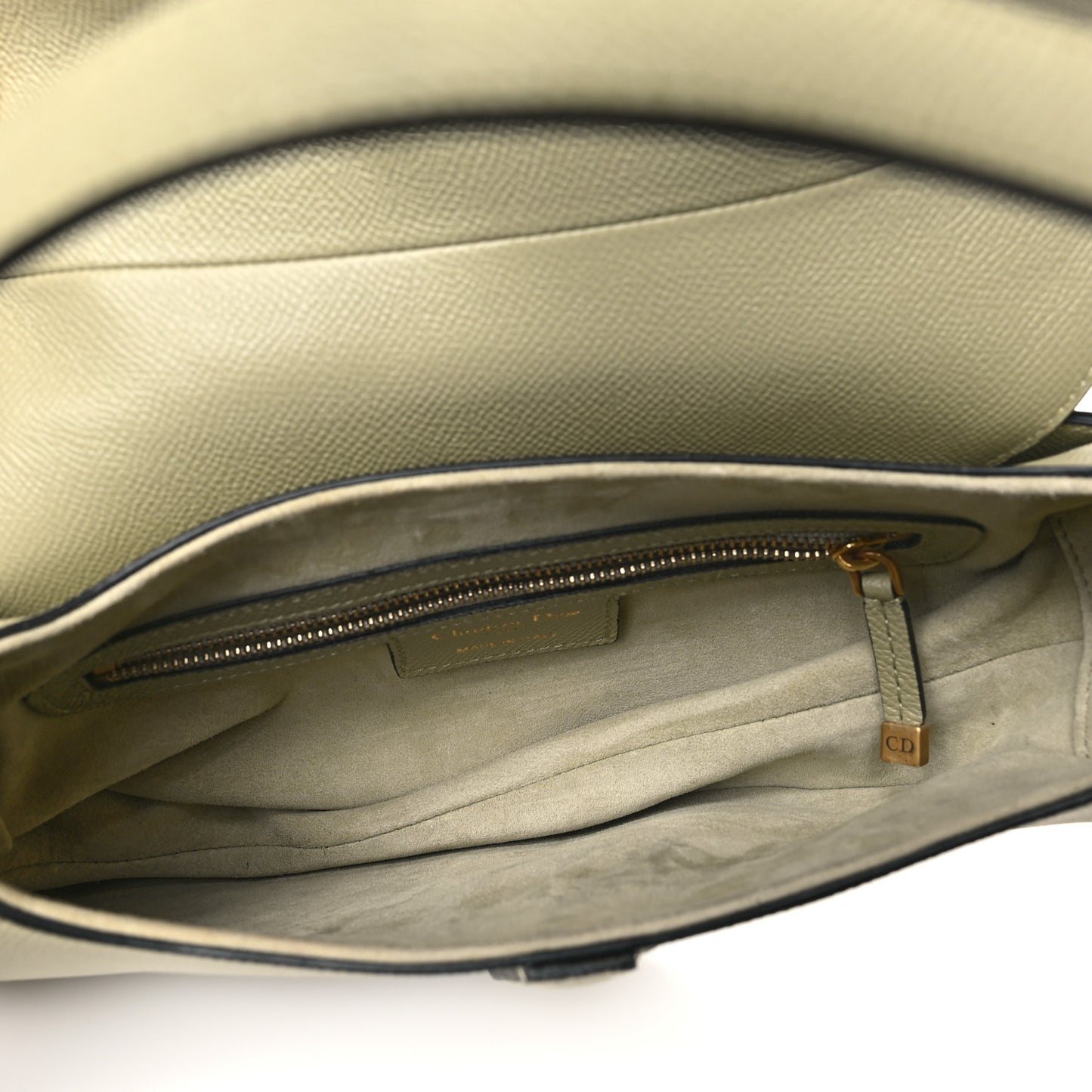 Grained Calfskin Saddle Bag With Strap Sage