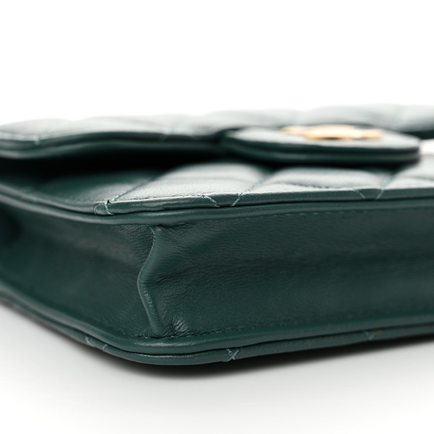 Lambskin Quilted Top Handle Flap Coin Purse With Chain Green