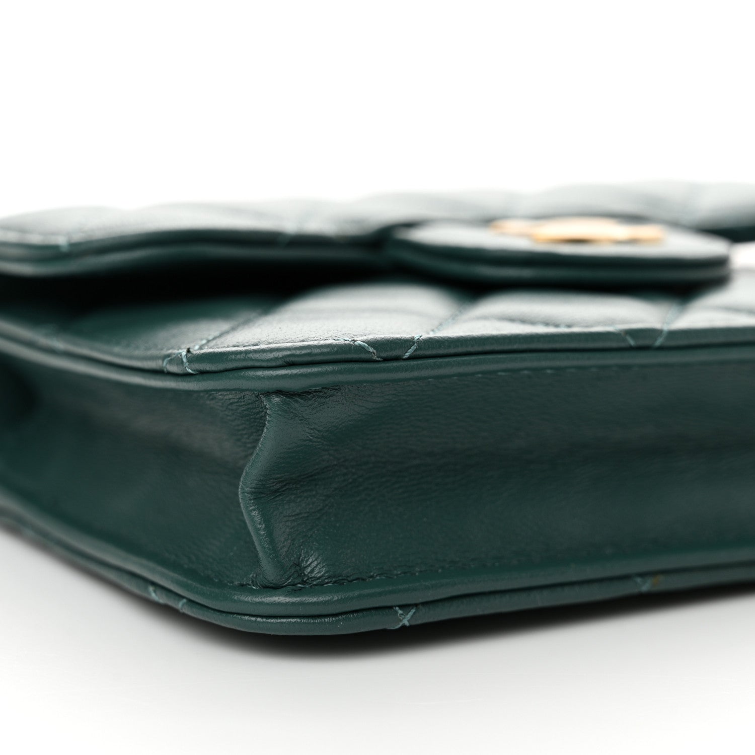 Chanel Lambskin Quilted Top Handle Flap Coin Purse With Chain Green 10 of 13