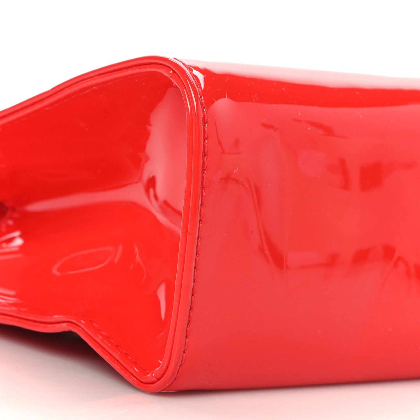 Patent Vegan Leather Small Shopping Bag Red