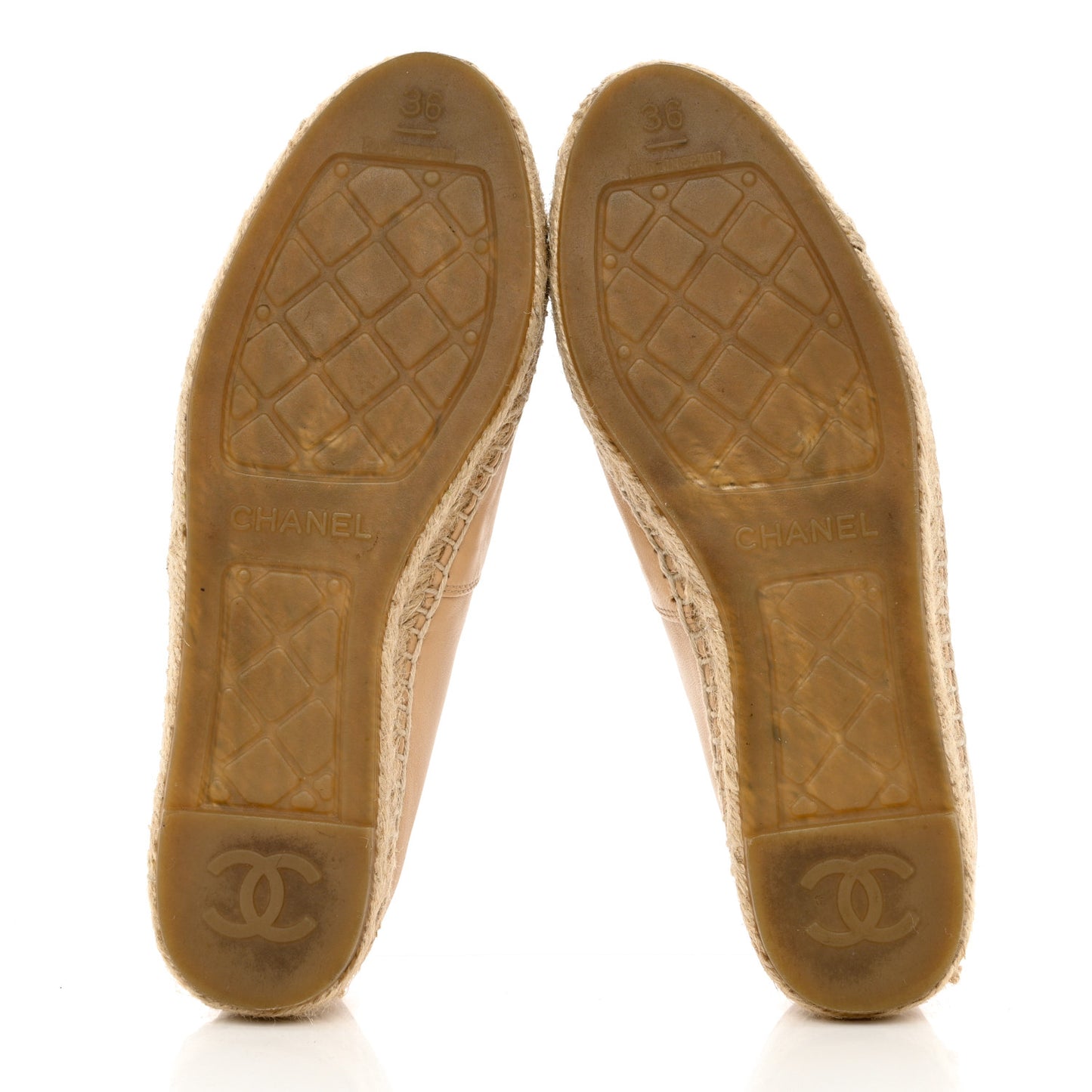 Lambskin CC Espadrilles 36 Beige Black