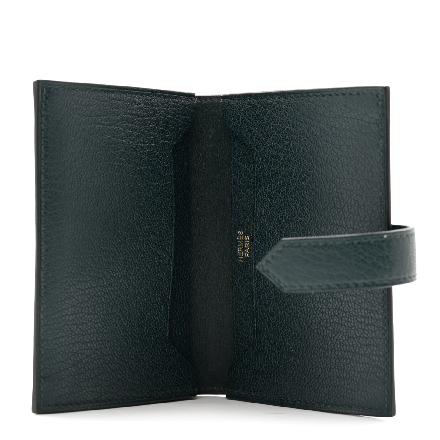 Chevre Mysore Bearn Card Holder Wallet Vert Cypress