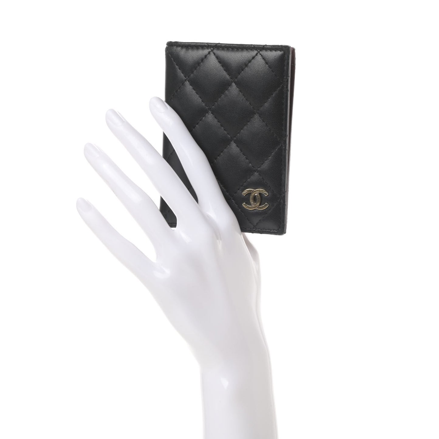 Lambskin Quilted Card Holder Wallet Black