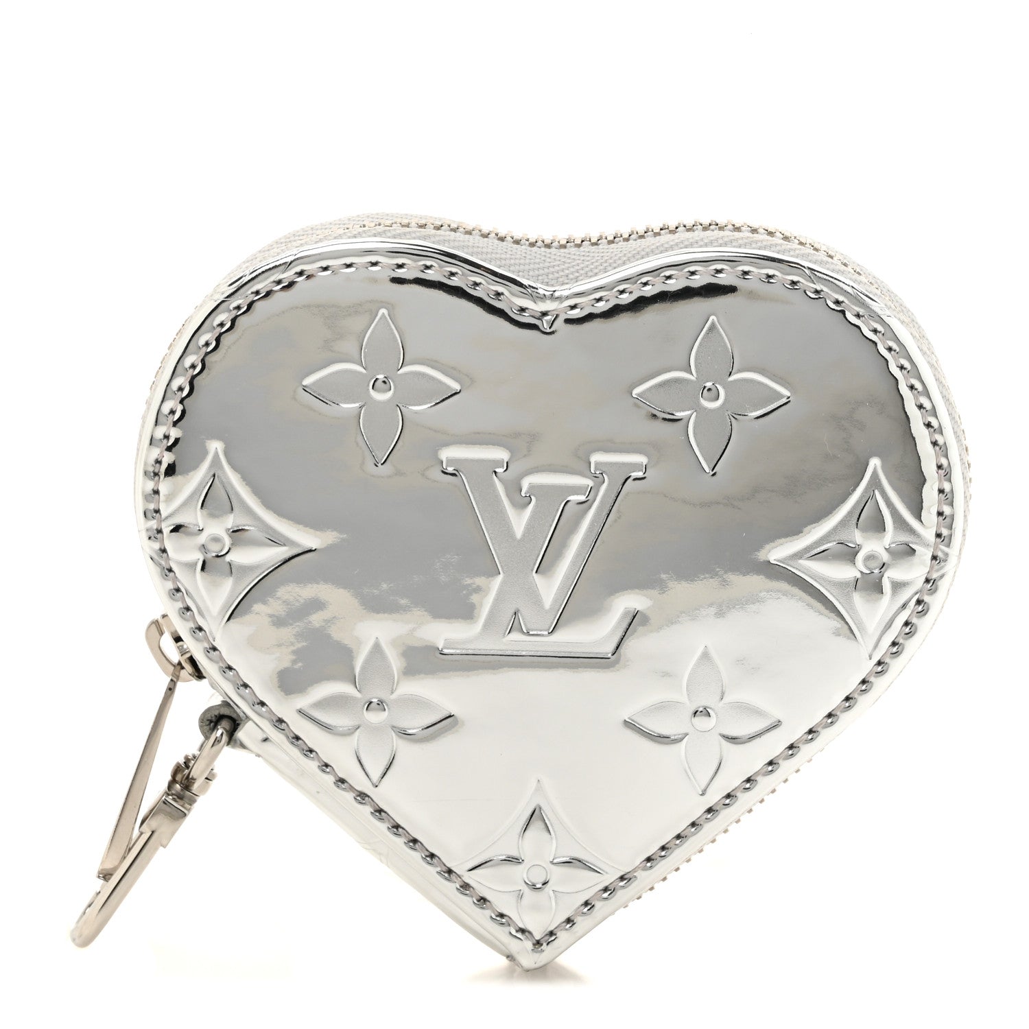 Louis Vuitton Monogram Mirror Heart Coin Purse Silver 1776870