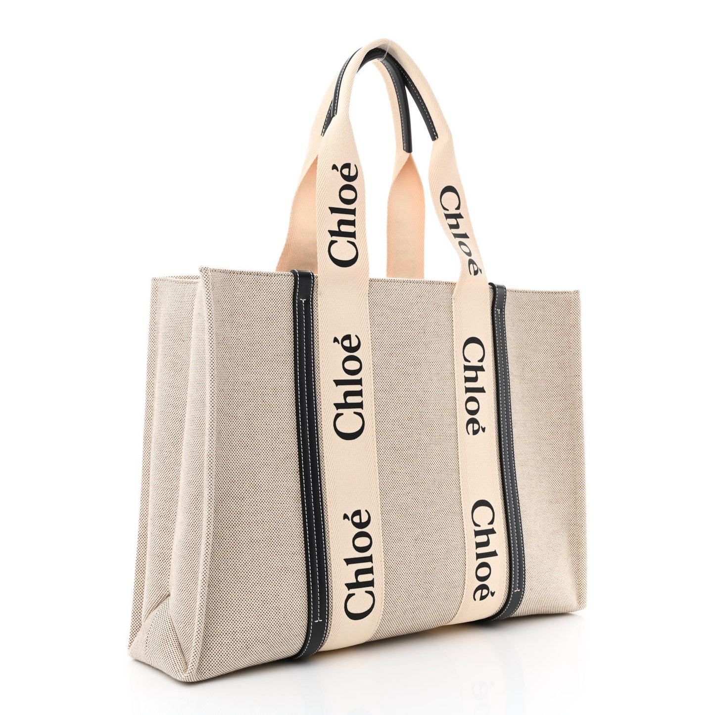 Cotton Calfskin Large Woody Ribbon Tote White Blue