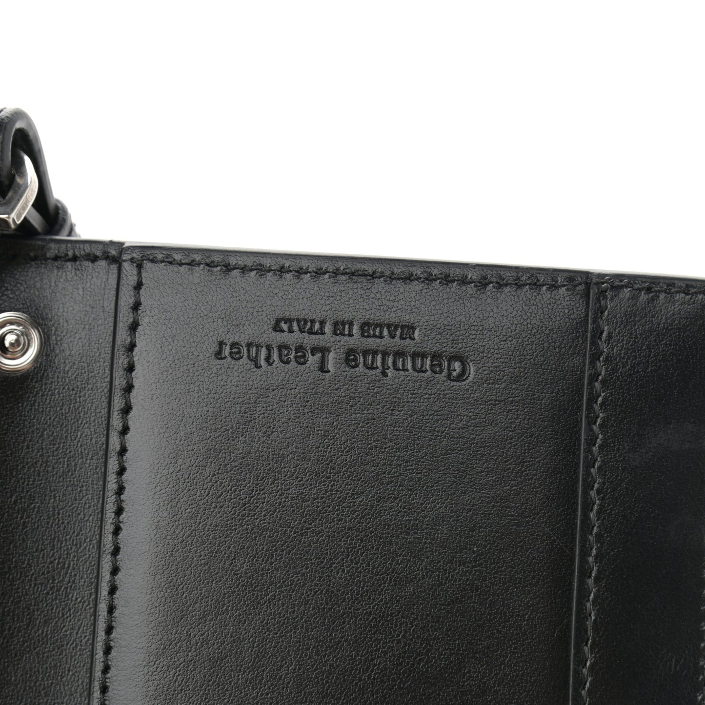 Saffiano Striped Diag Flap Wallet With Strap Black White
