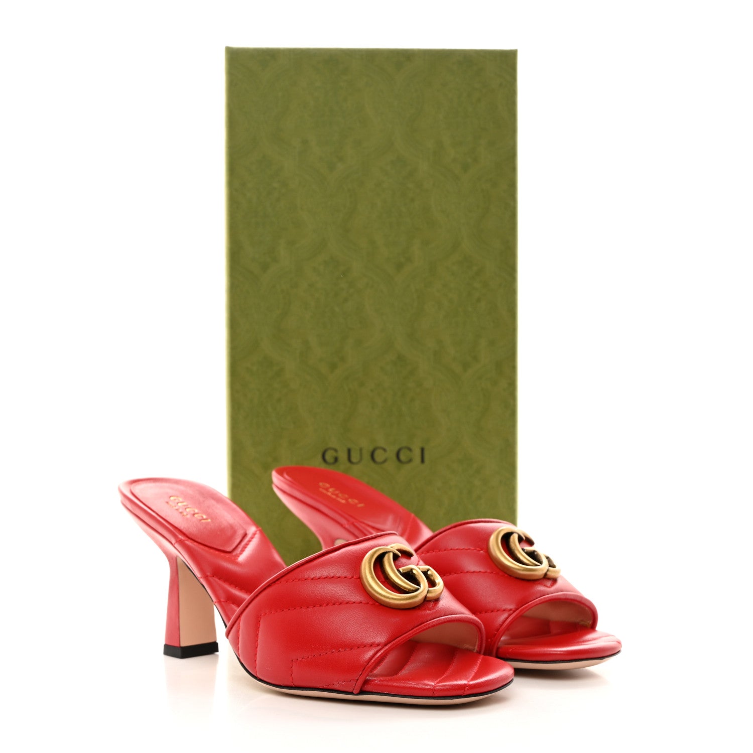 Gucci Nappa Matelasse GG Marmont 75mm Slide Sandals 36 Maple Red 9 of 9