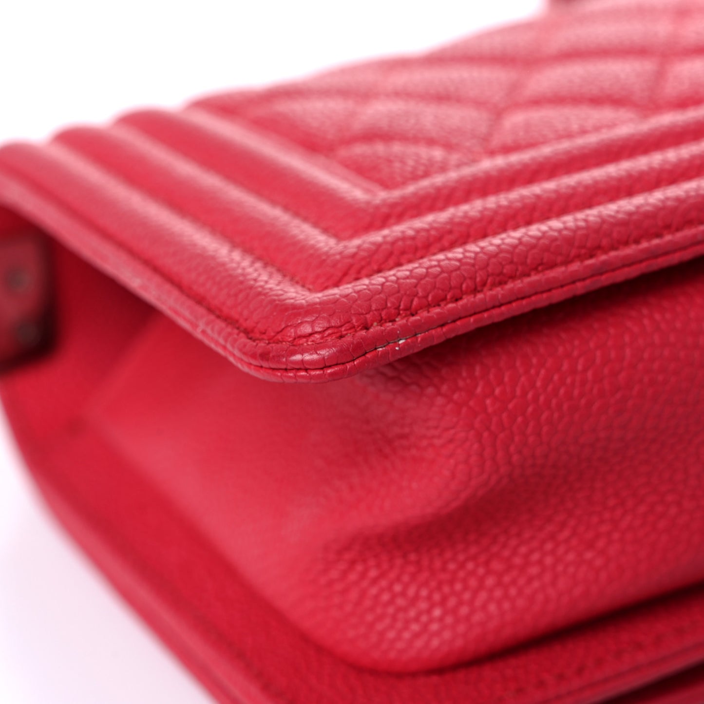 Caviar Quilted Small Boy Flap Red