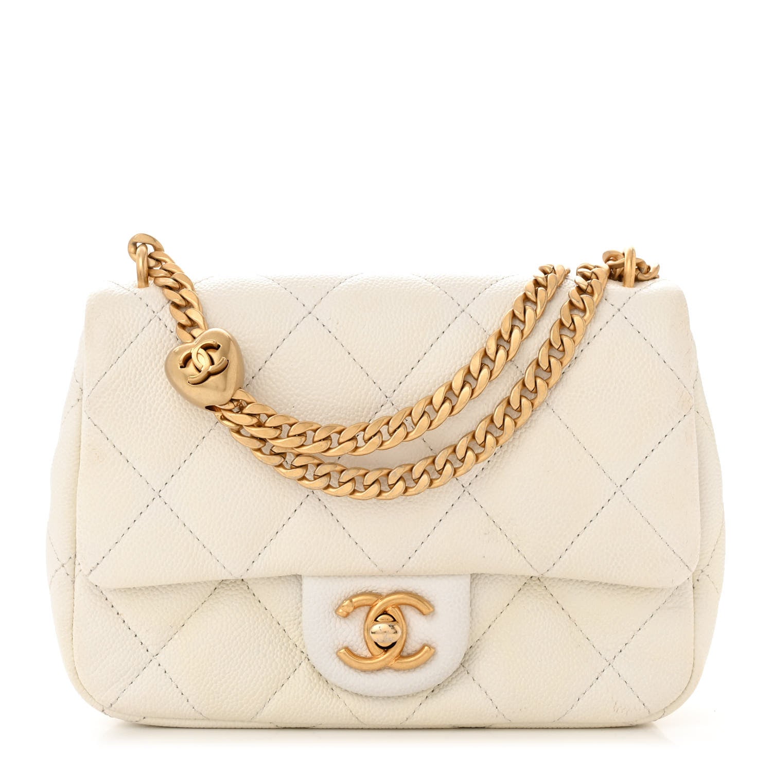 Chanel Caviar Quilted Mini Sweetheart Flap White 1 of 10