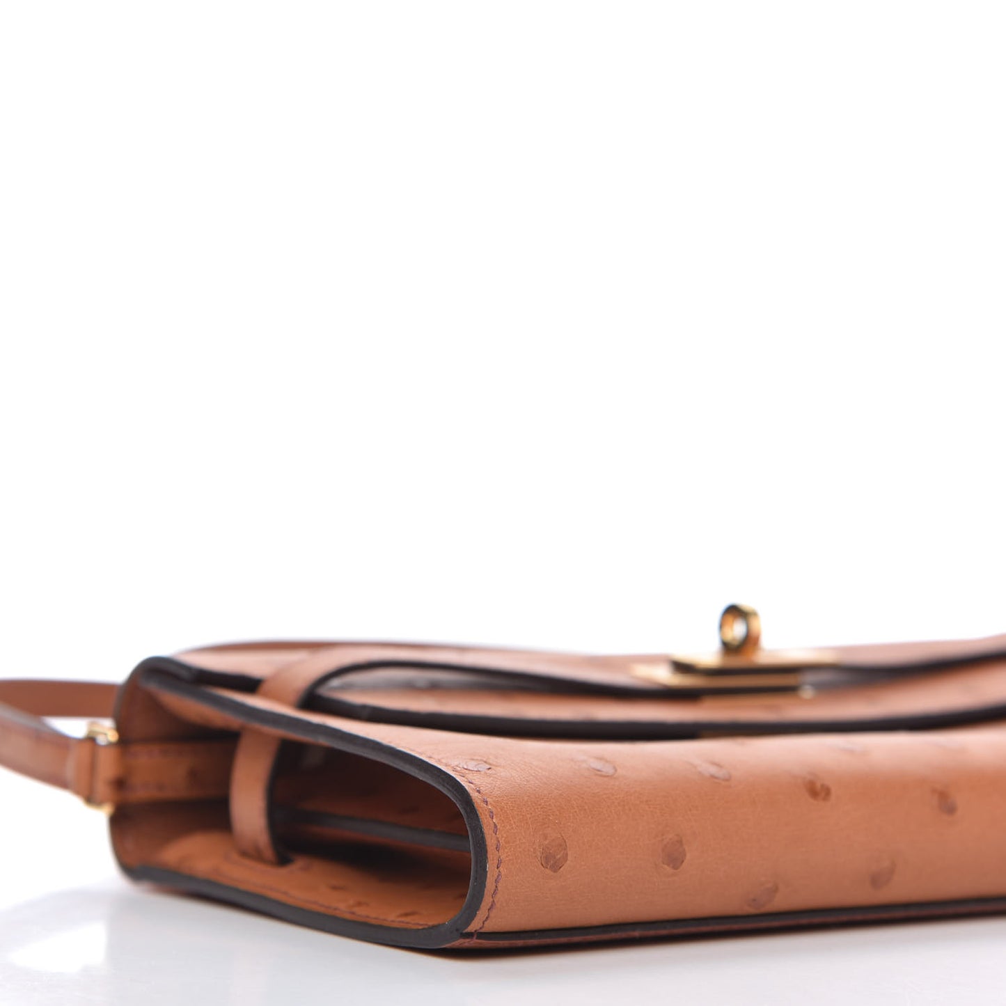 Ostrich Kelly Wallet To Go Gold
