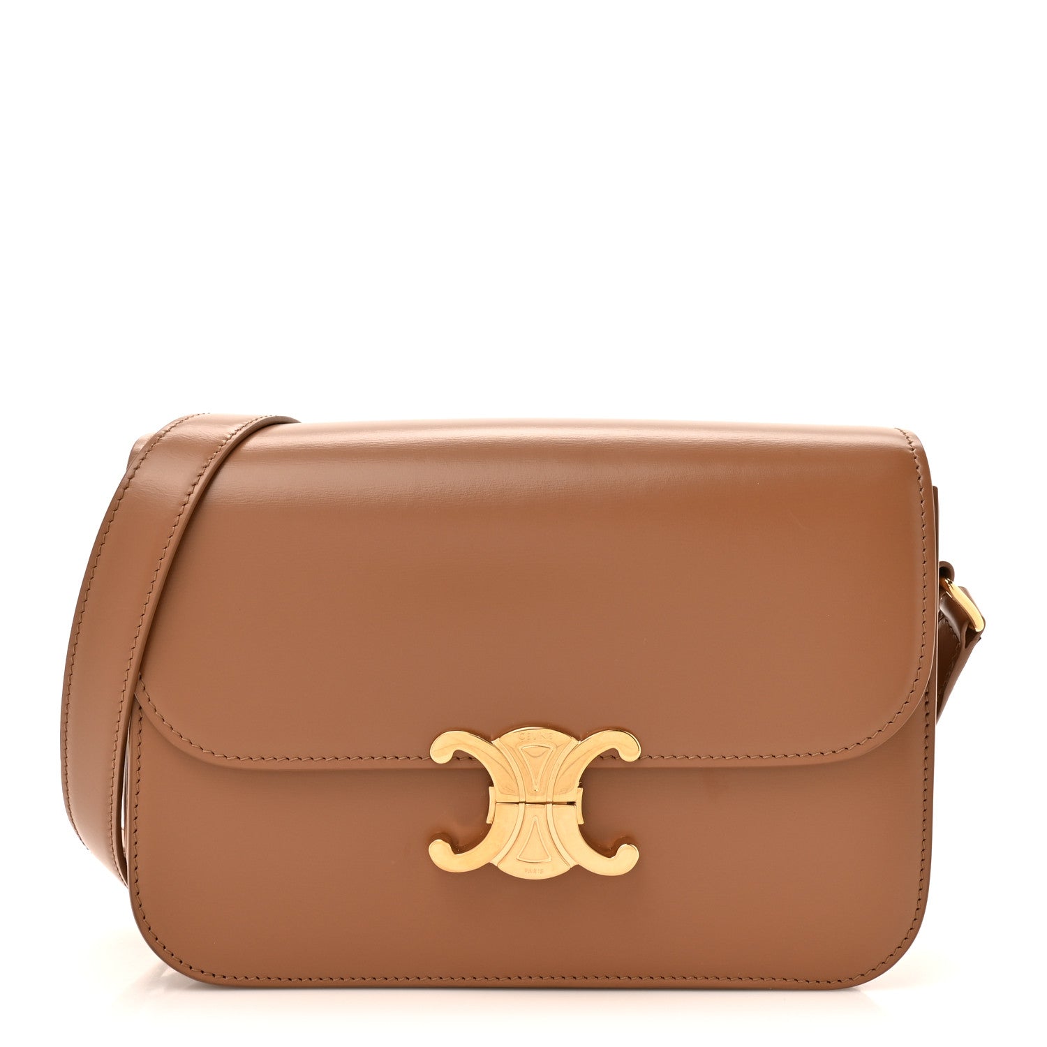 Celine Shiny Calfskin Medium Triomphe Bronze 1830326 – FASHIONPHILE