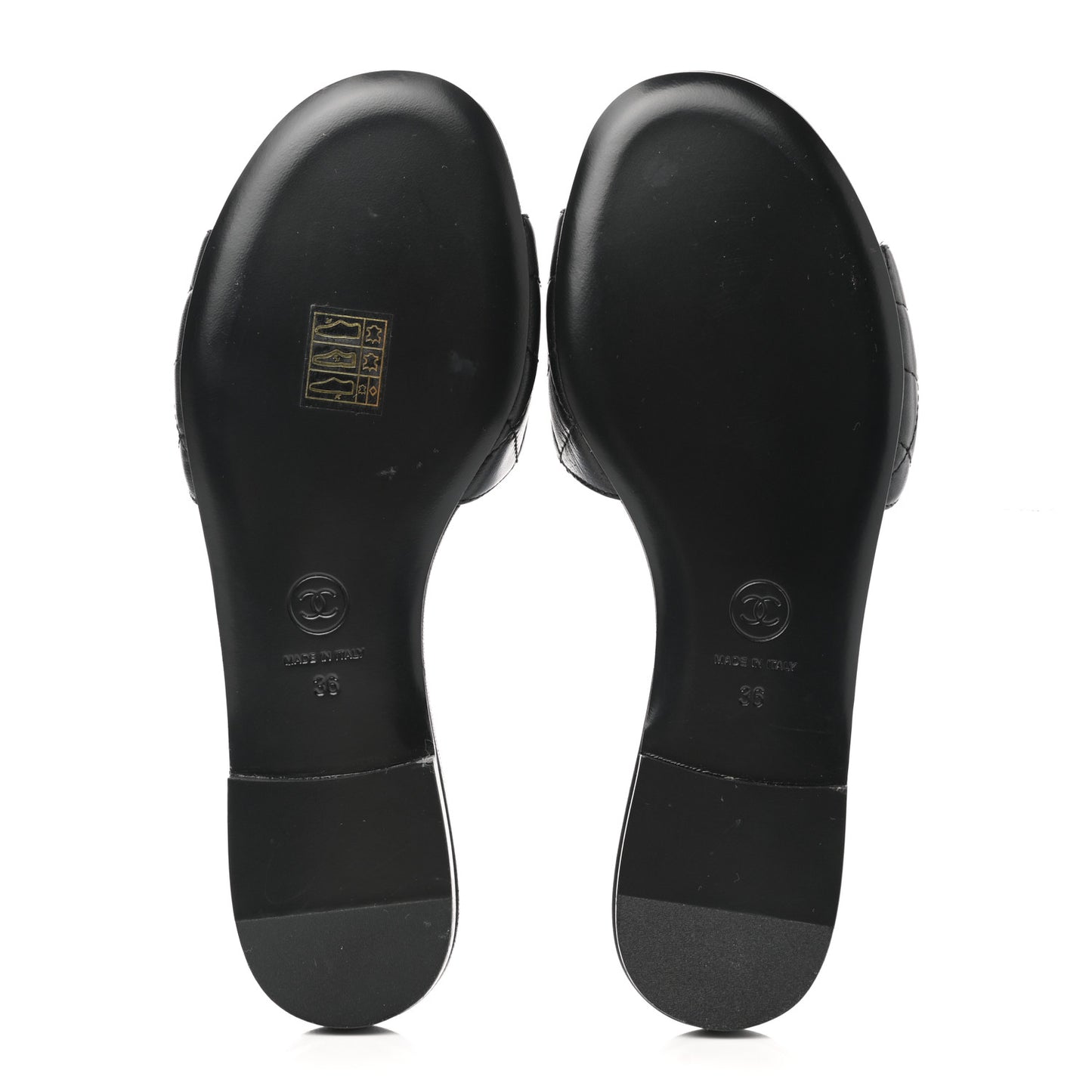 Lambskin Quilted CC Turnlock Sandals 36 Black