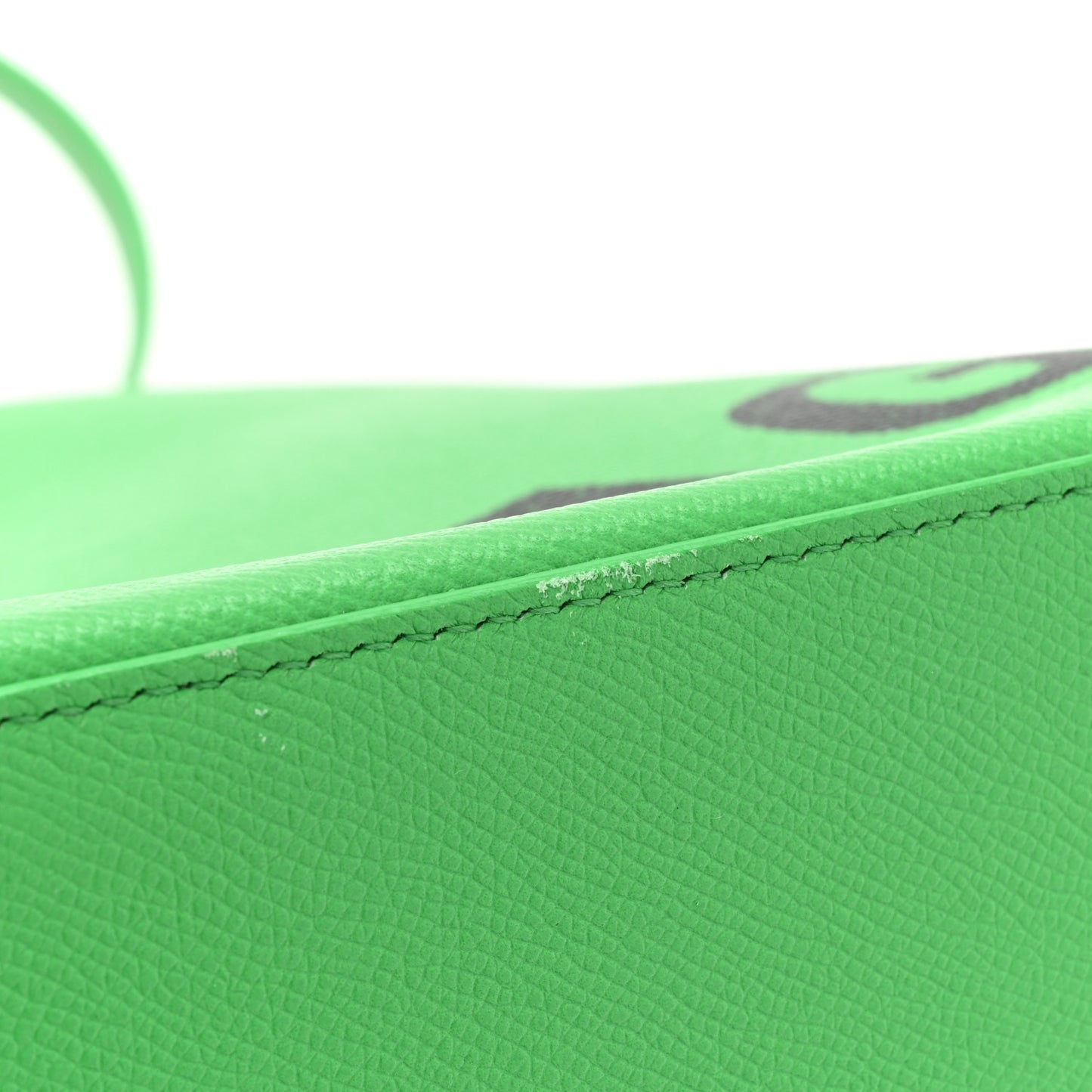Signature Grained Calfskin Logo M Ville Top Handle Bag Green