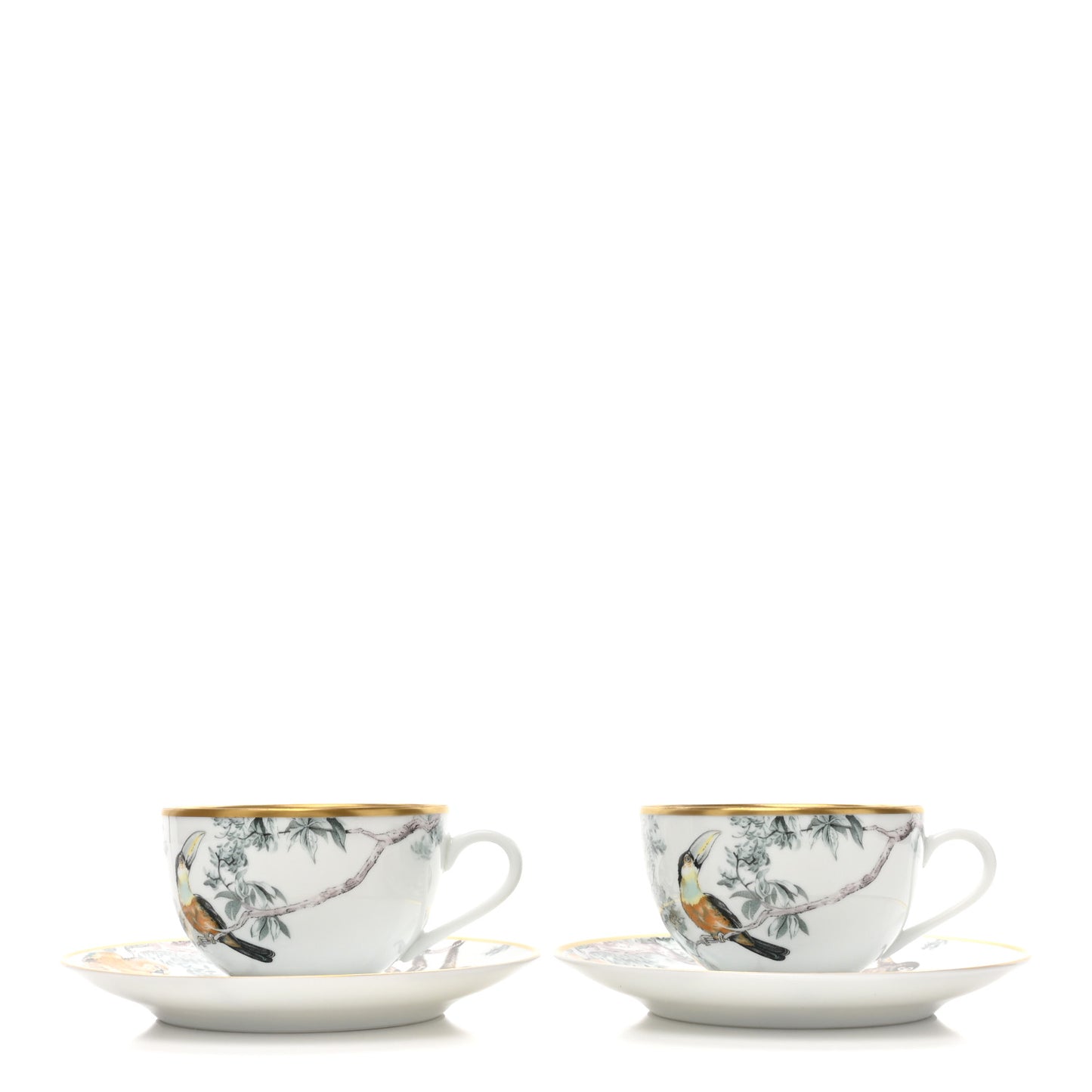 Porcelain Carnets d'Equateur Tea Cup and Saucer Set of 2