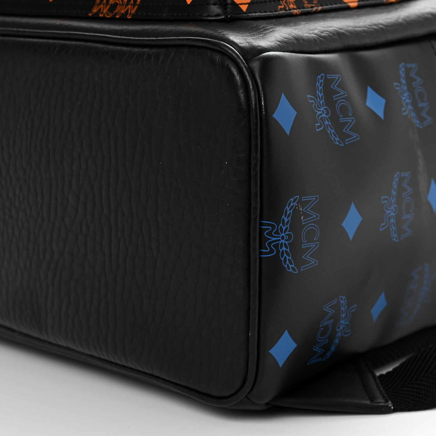 Grained Calfskin Visetos Color Splash Medium Backpack Black Orange Blue