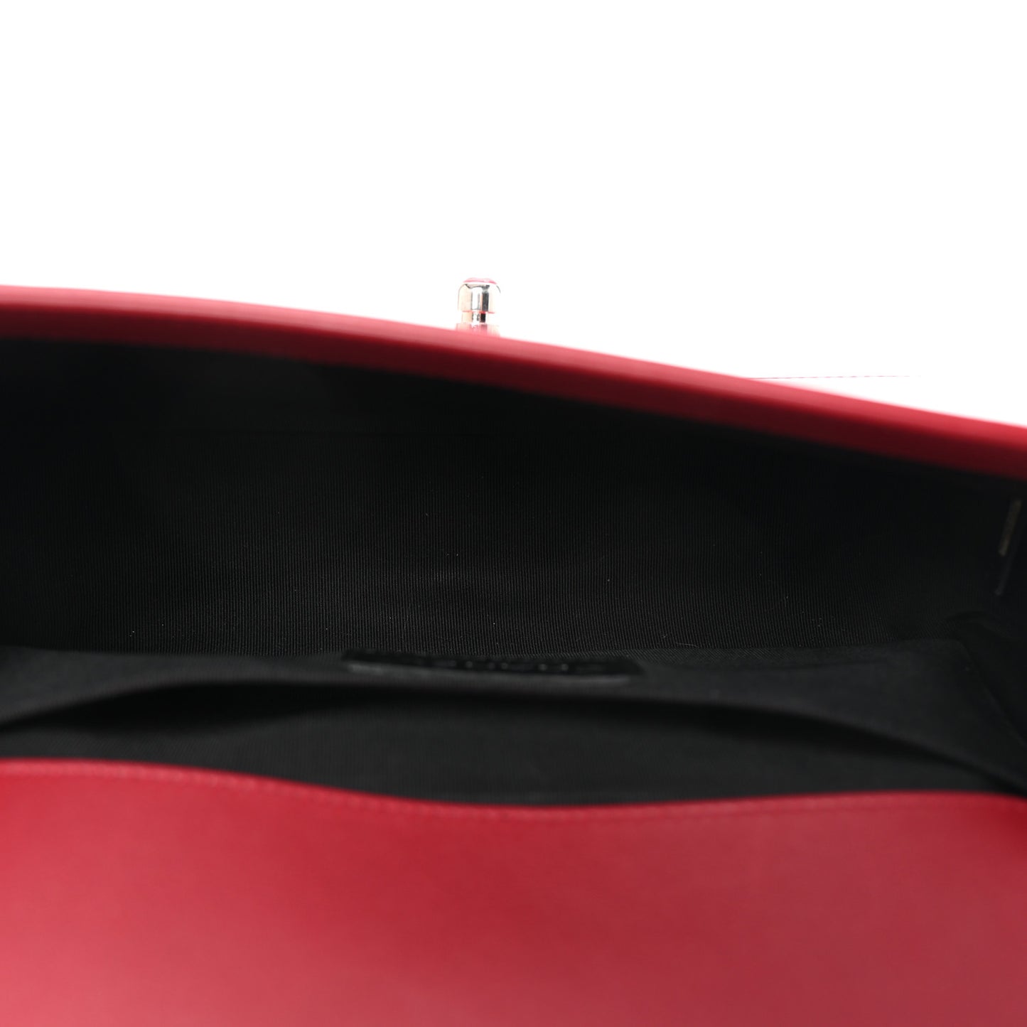 Patent Calfskin Quilted Medium Plexiglass Boy Flap Red