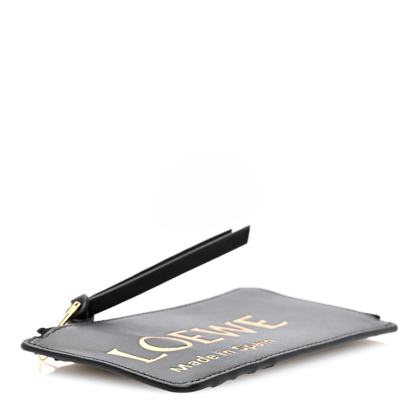 Calfskin Logo Coin Card Holder Black