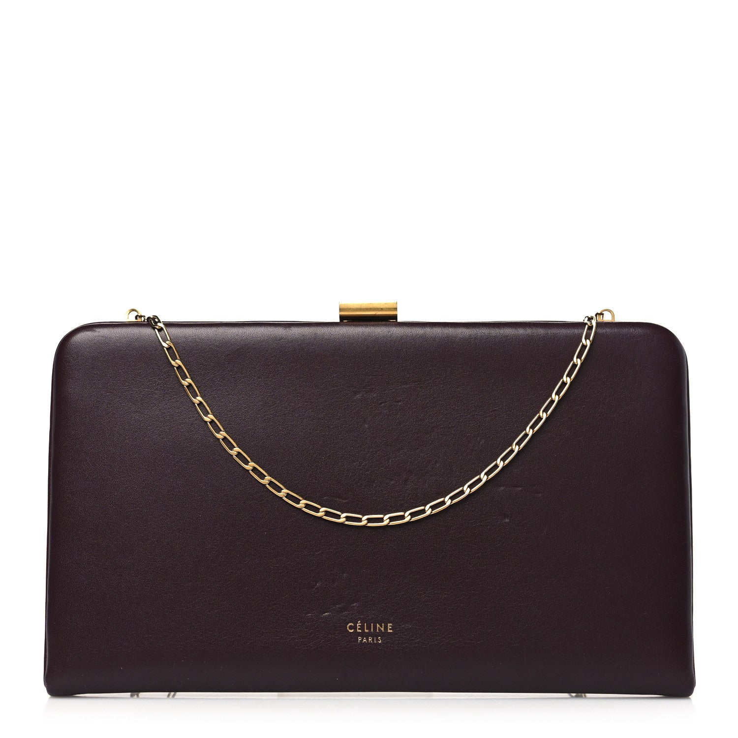 Celine Smooth Calfskin Clasp Large Wallet On Chain Bordeaux 1 of 11