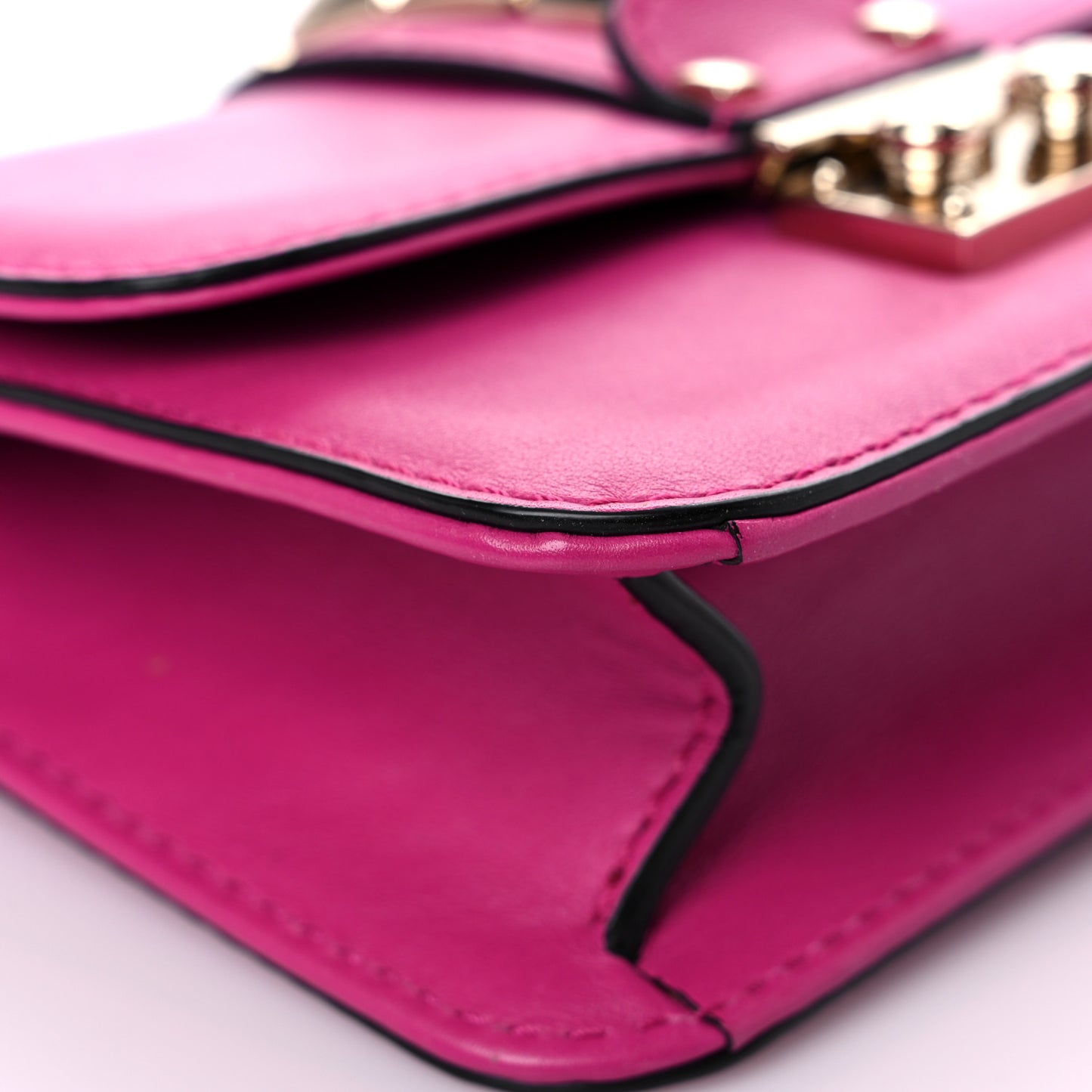 Vitello Mini Glam Lock Rockstud Flap Fuxia