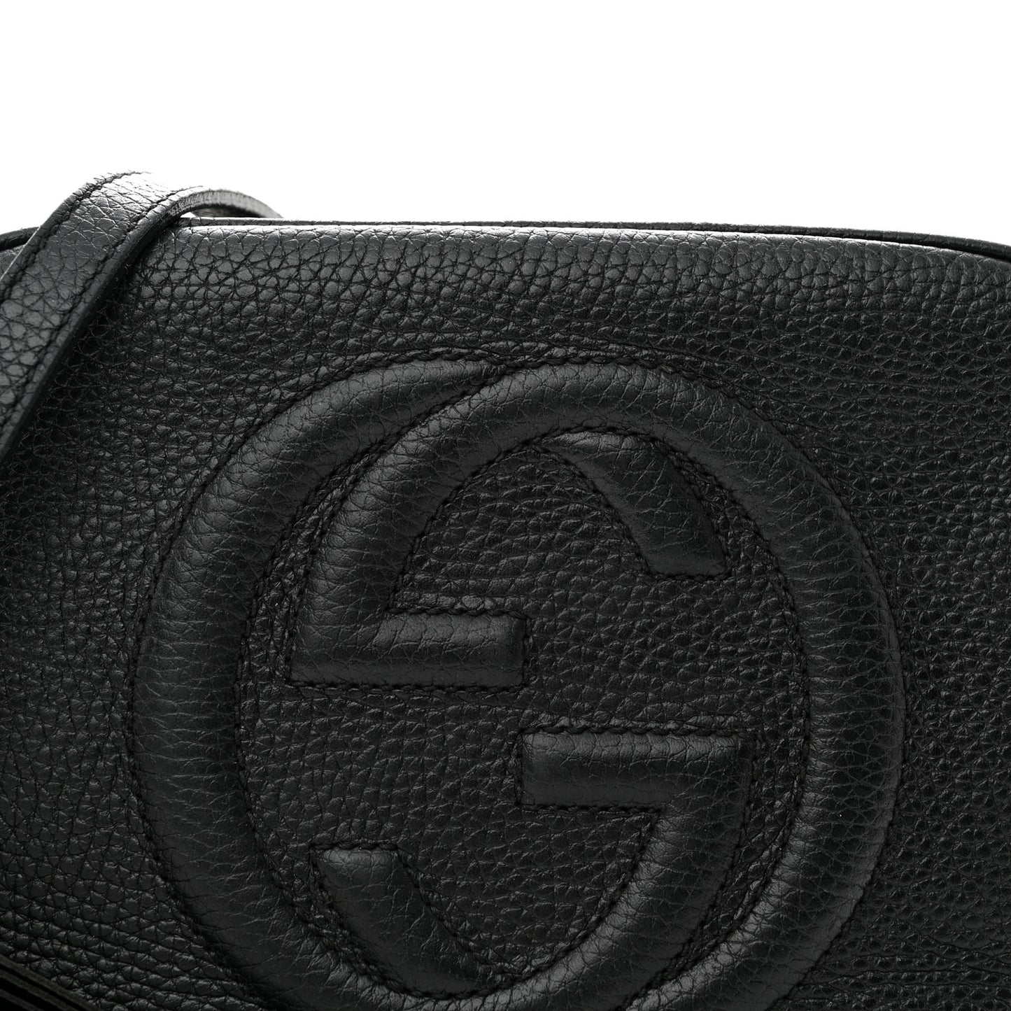 Pebbled Calfskin Small Soho Disco Bag Black