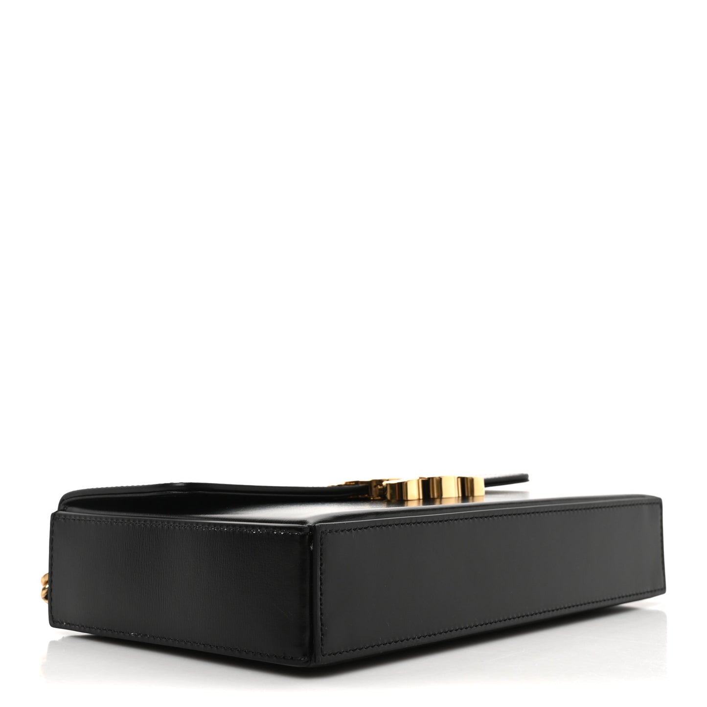 Shiny Calfskin Triomphe Chain Box Bag Black