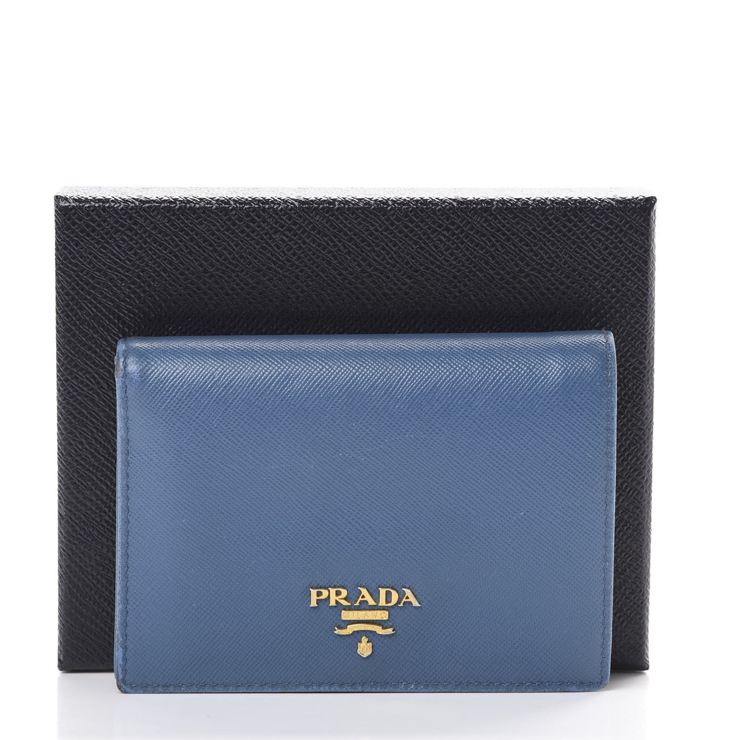 Saffiano Metal Compact Snap Bi-Fold Wallet Cobalto