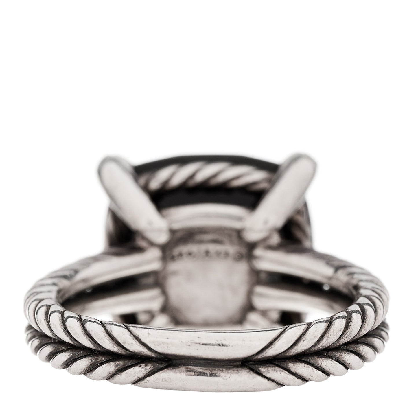 Sterling Silver Diamond Onyx 14mm Chatelaine Ring 57 8