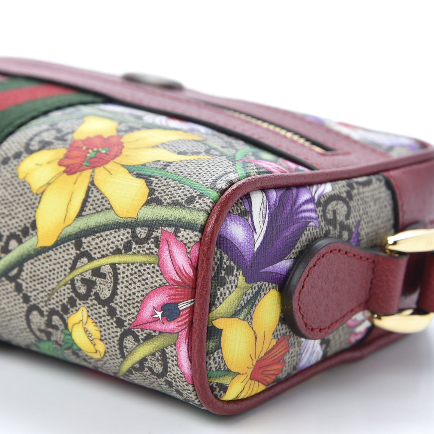 GG Supreme Monogram Flora Web Mini Ophidia Shoulder Bag Red