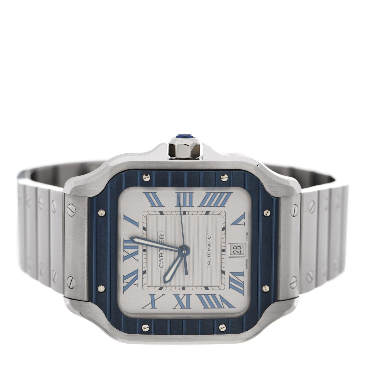 Stainless Steel 39.8mm Santos De Cartier Automatic Watch Grey
