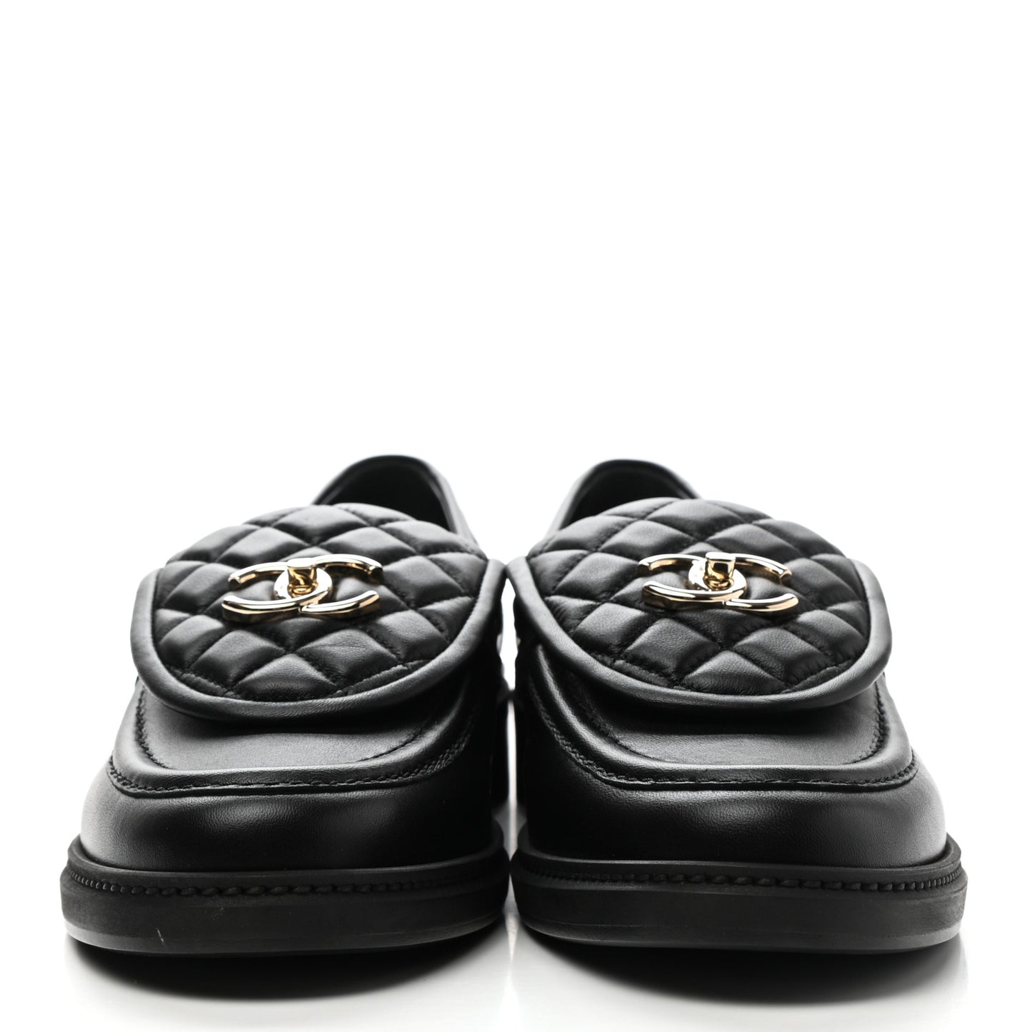 Lambskin Quilted CC Turnlock Loafers 41 Black