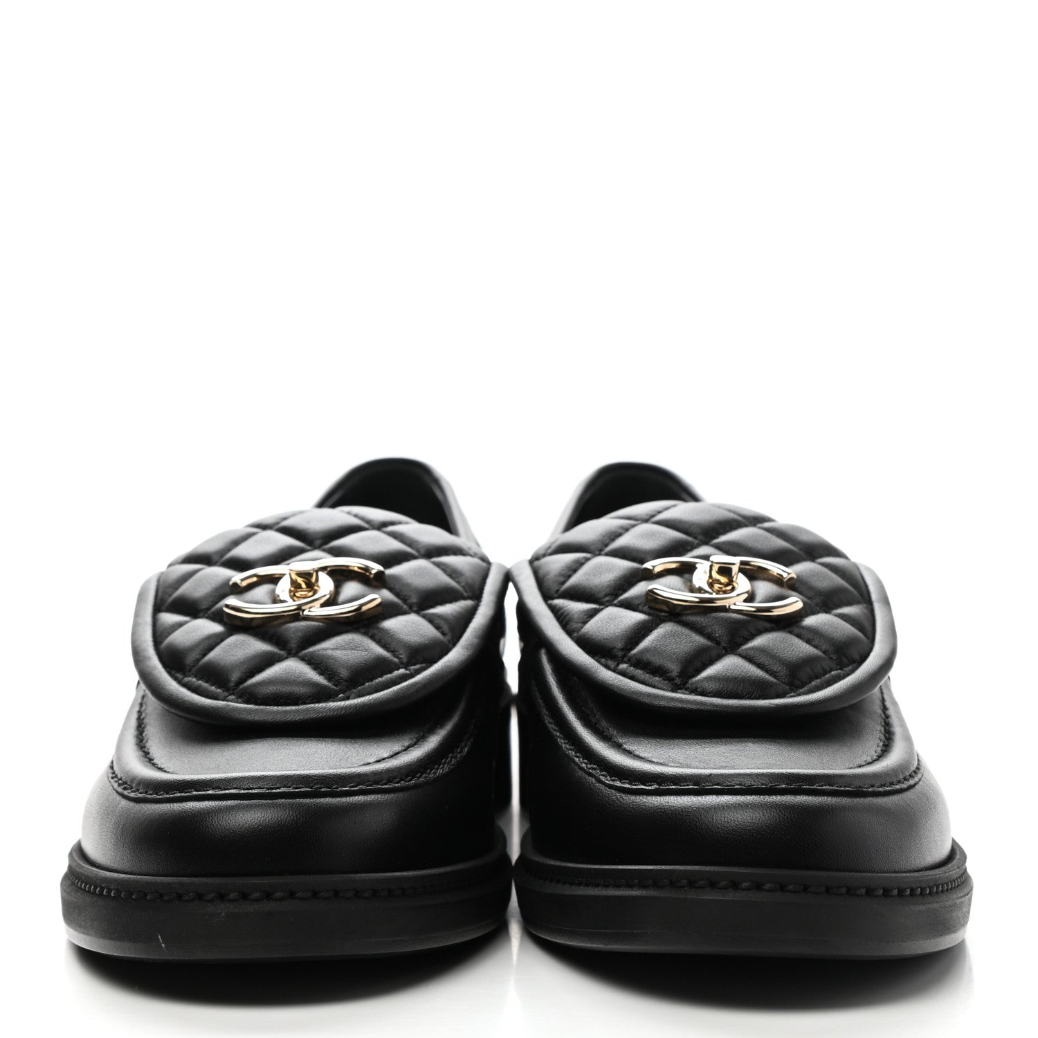 Chanel Lambskin Quilted CC Turnlock Loafers 41 Black 2 of 9