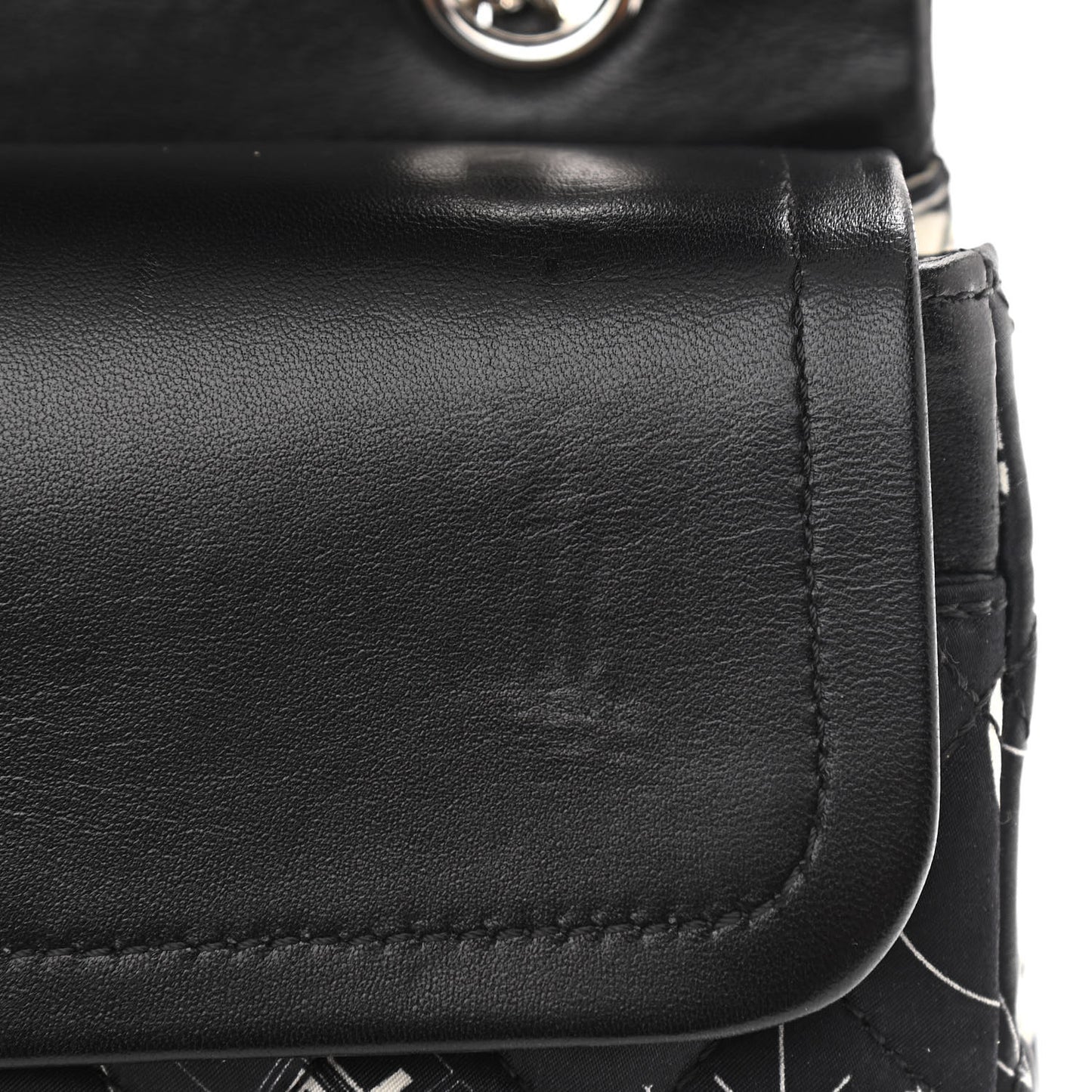 Satin Airline Printed Medium Double Flap Black White