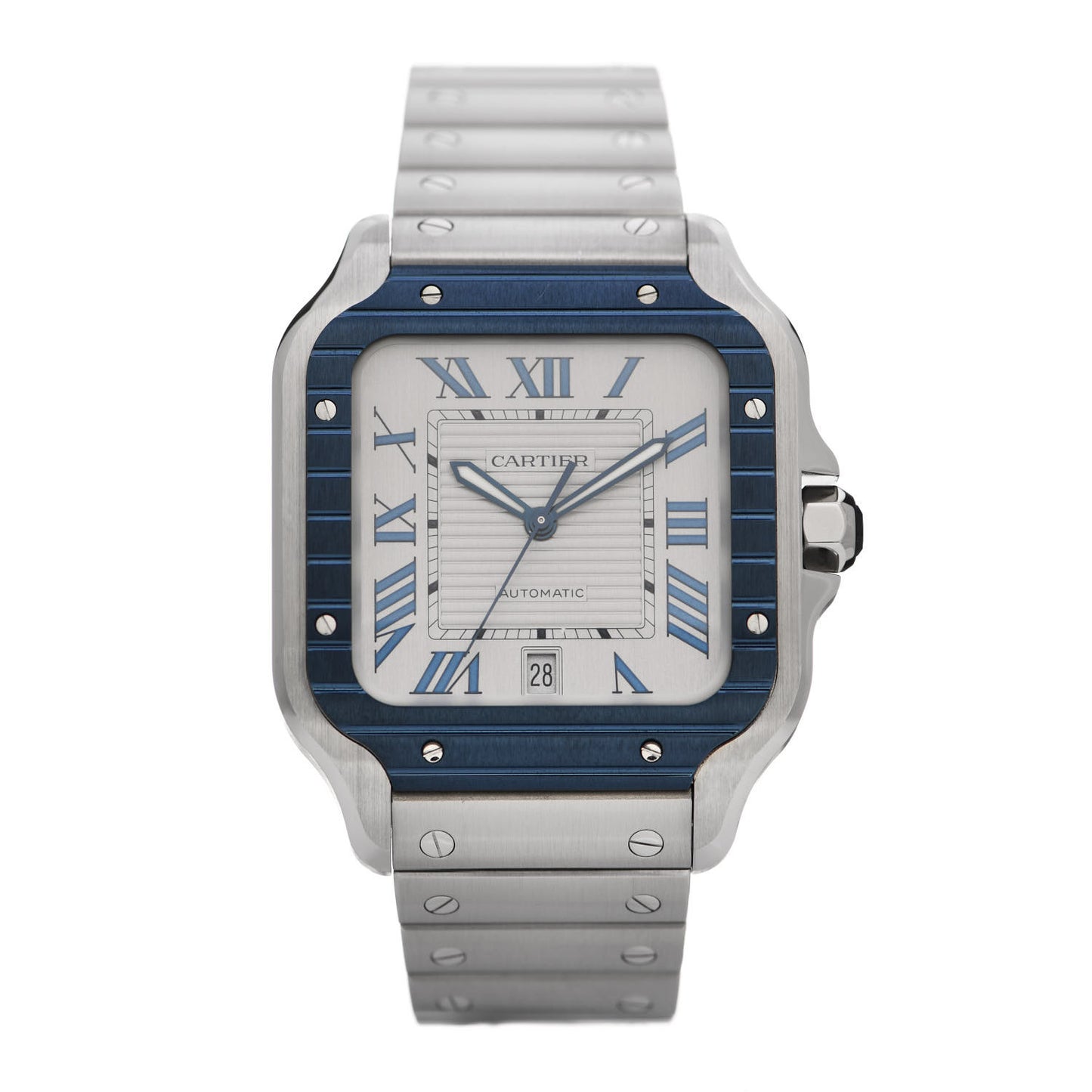 Stainless Steel 39.8mm Santos De Cartier Automatic Watch Grey
