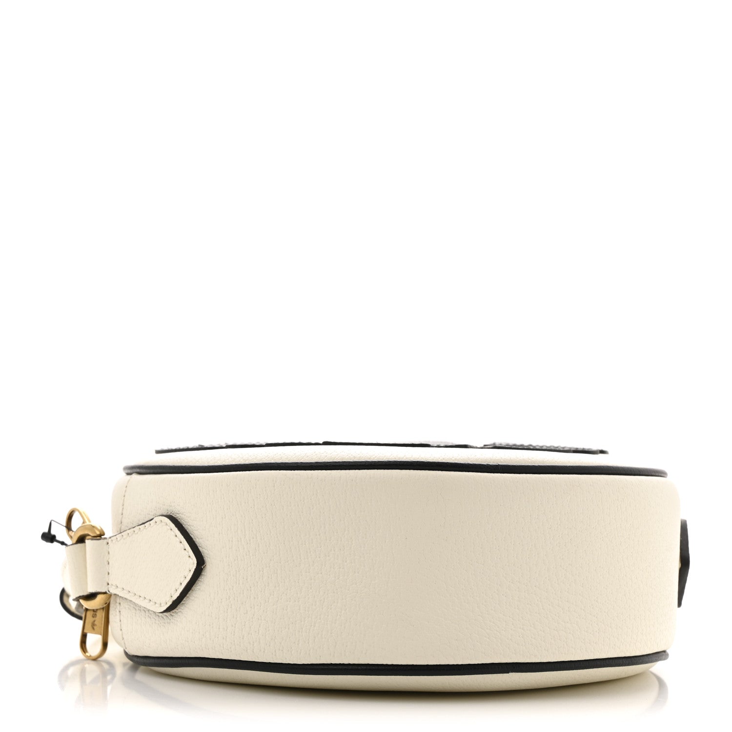 Gucci X ADIDAS Textured Dollar Calfskin Web Trefoil Logo Small Ophidia Round Shoulder Bag Off White Black 4 of 11