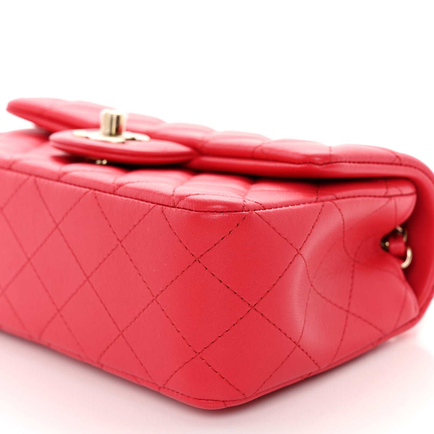 Lambskin Quilted Mini Rectangular Flap Dark Red
