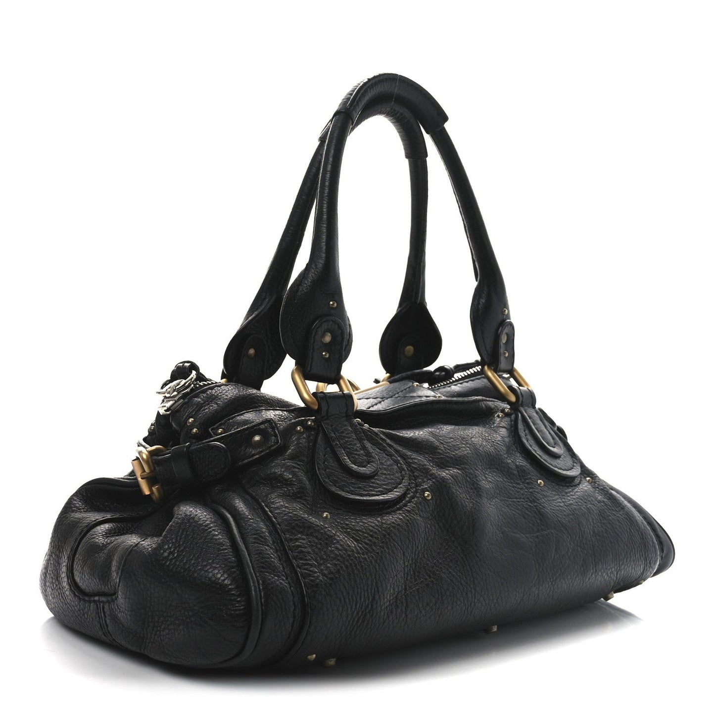 Calfskin Medium Paddington Satchel Black
