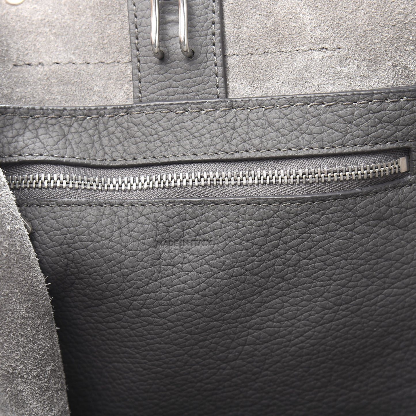 Supple Grained Calfskin Long Strap Small Big Bag Gray