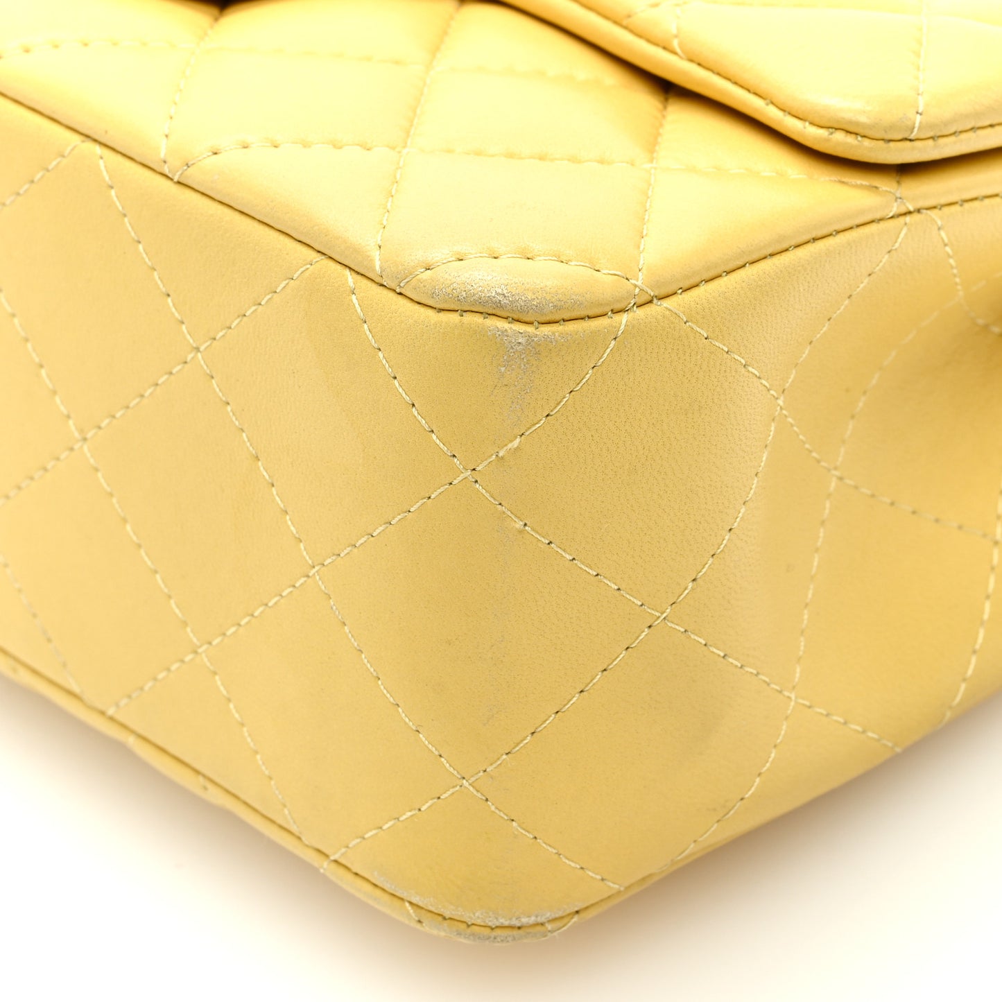 Lambskin Quilted Mini Rectangular Flap Yellow