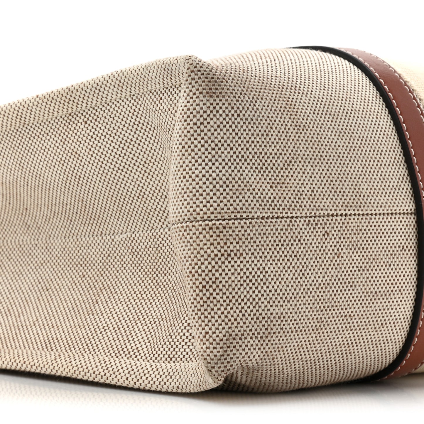 Cotton Calfskin Large Woody Ribbon Tote White Brown