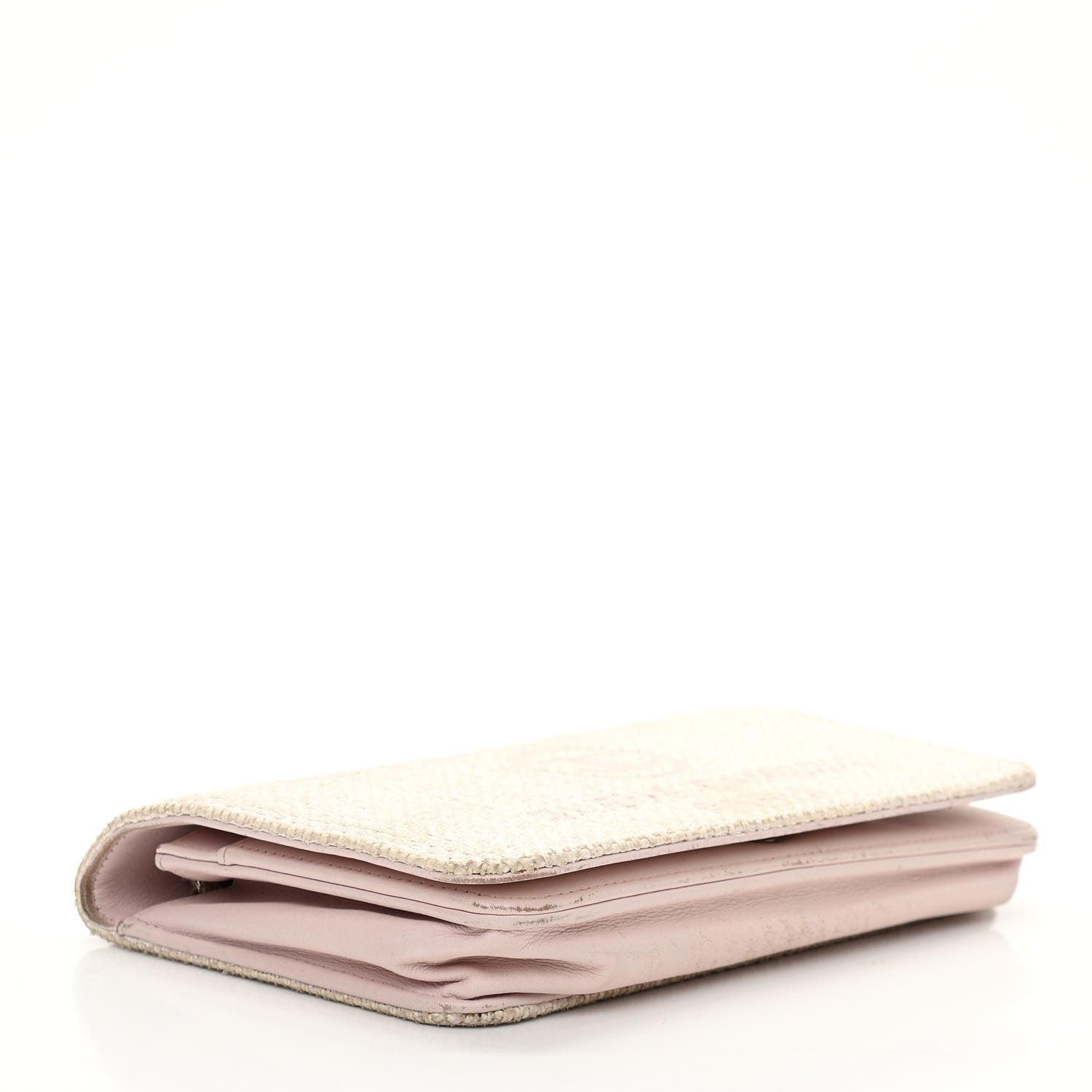 Chanel Canvas Deauville Wallet On Chain WOC Pink White 4 of 17