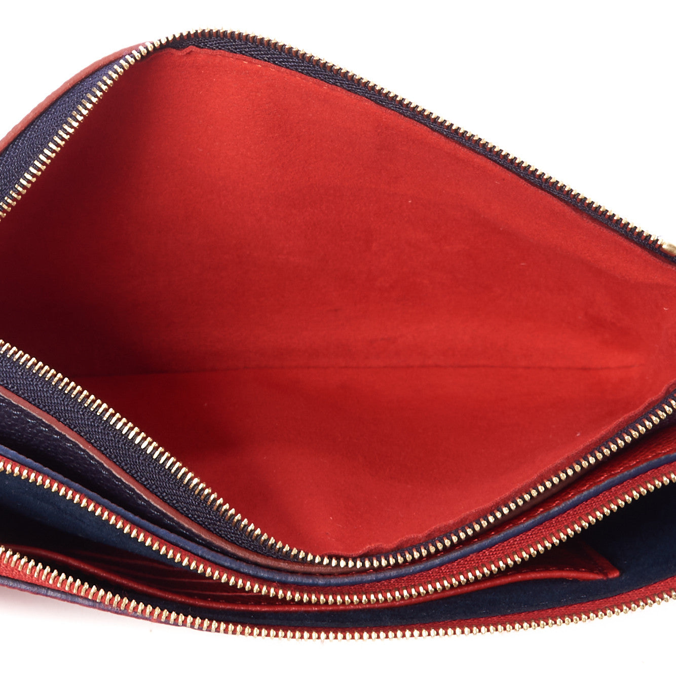 Empreinte Double Zip Pochette Marine Rouge