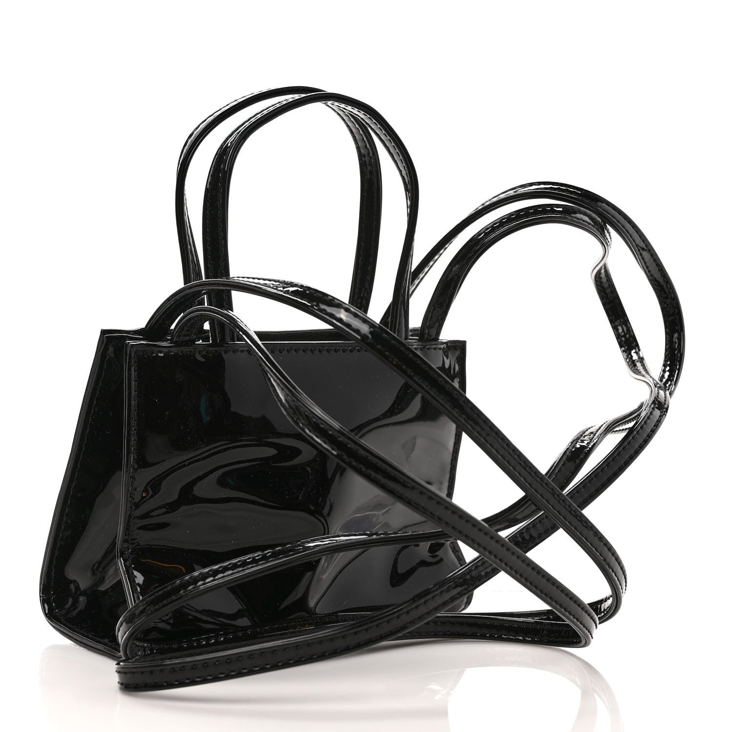 Telfar Patent Vegan Leather Small Shopping Bag Black 3 of 8