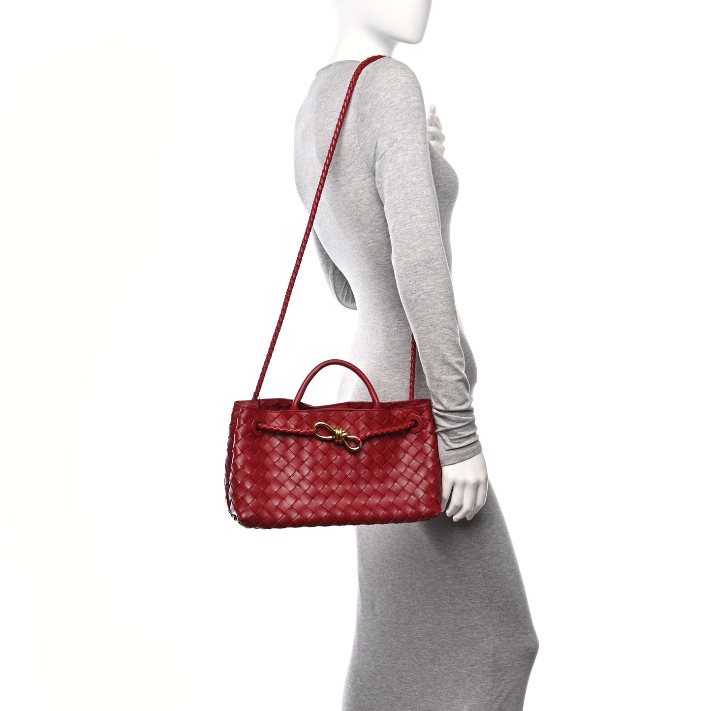 Nappa Intrecciato Small East West Andiamo Shoulder Bag Rosewood