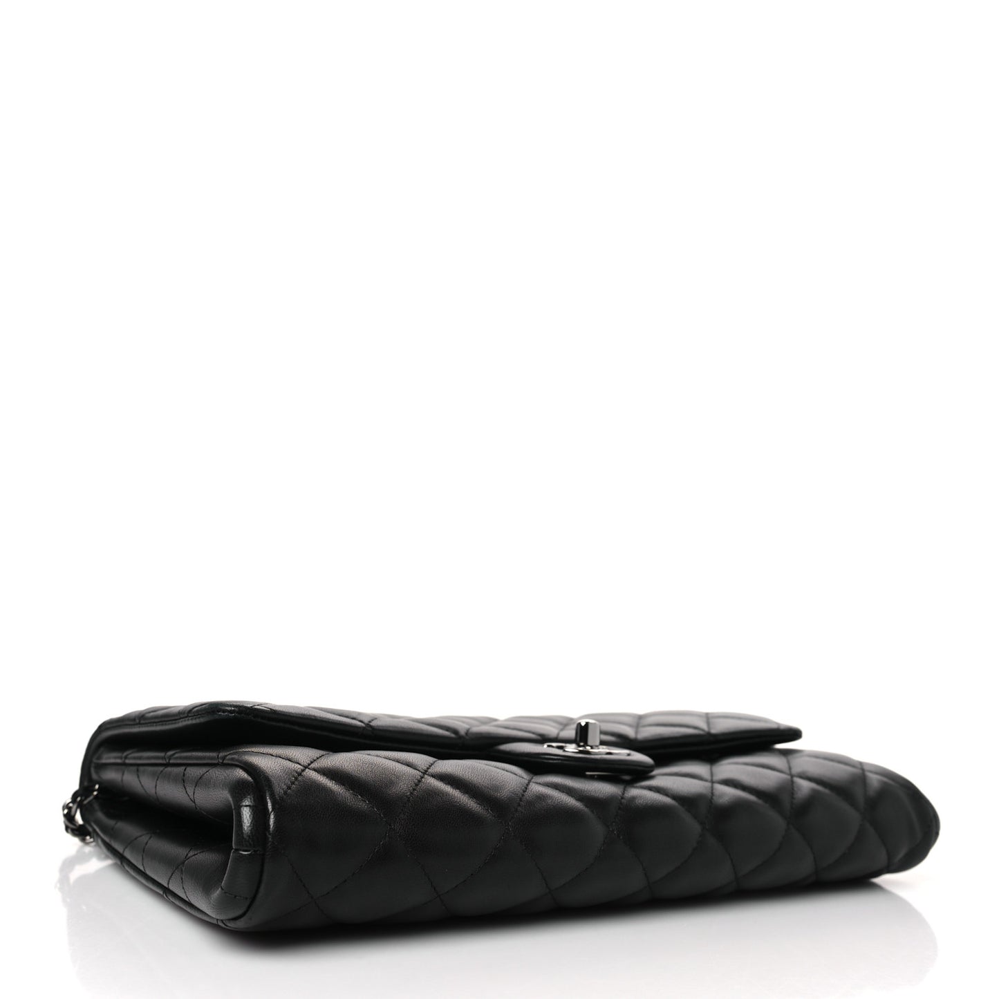 Lambskin Quilted Clutch with Chain Flap Black