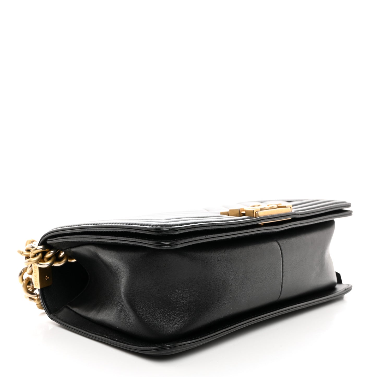 Lambskin Chevron Quilted Medium Boy Flap Black