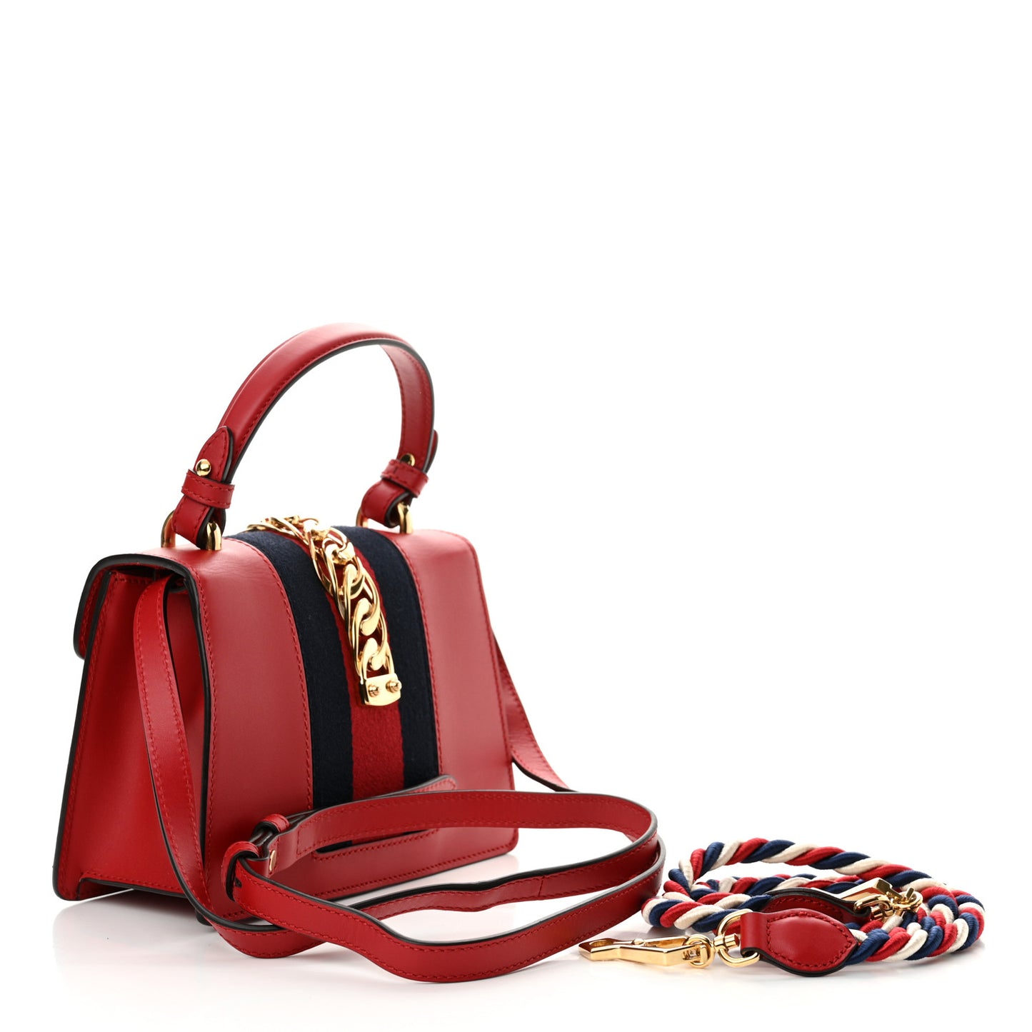 Calfskin Mini Sylvie Top Handle Bag Hibiscus Red