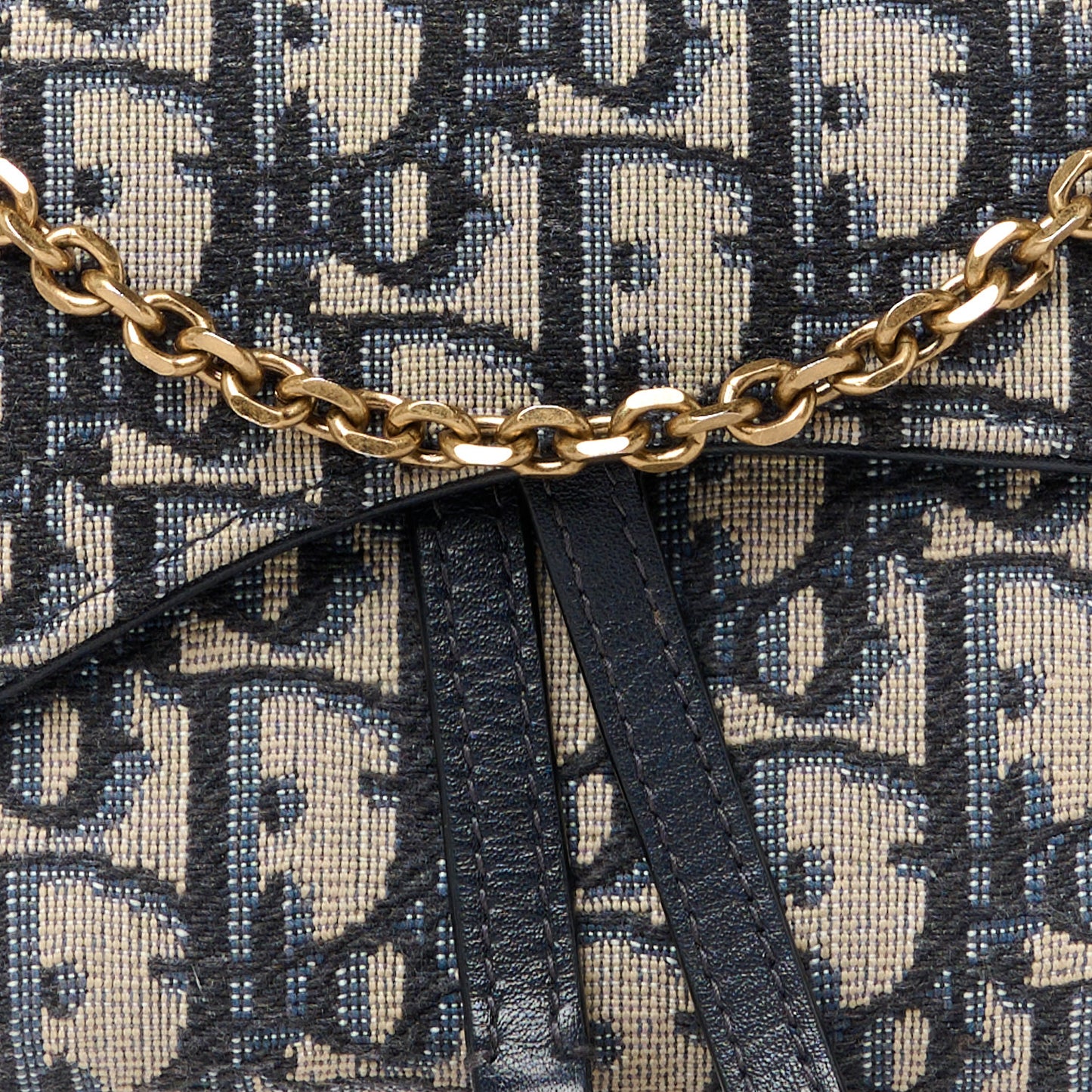 Oblique Saddle Chain Long Wallet Blue